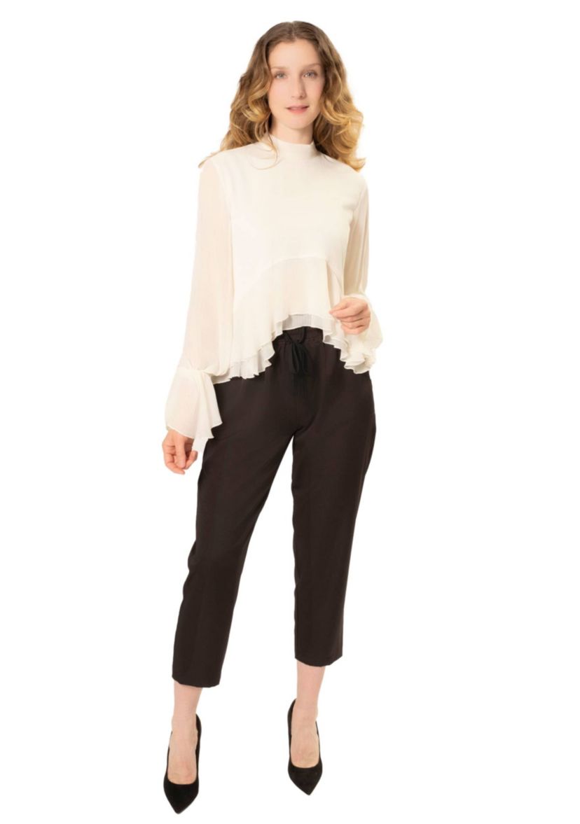 RUFFLE TRIM BLOUSE
