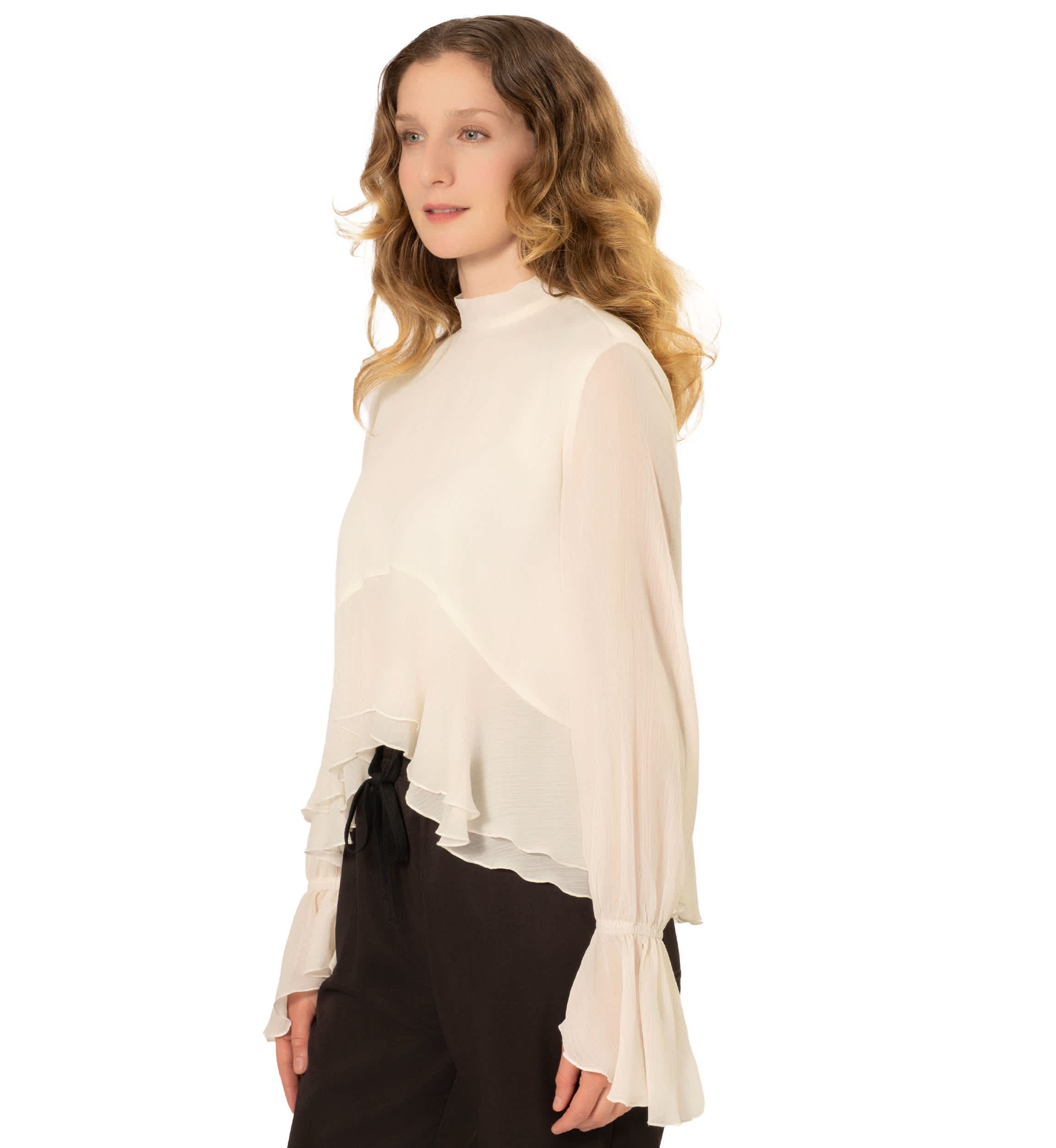 RUFFLE TRIM BLOUSE