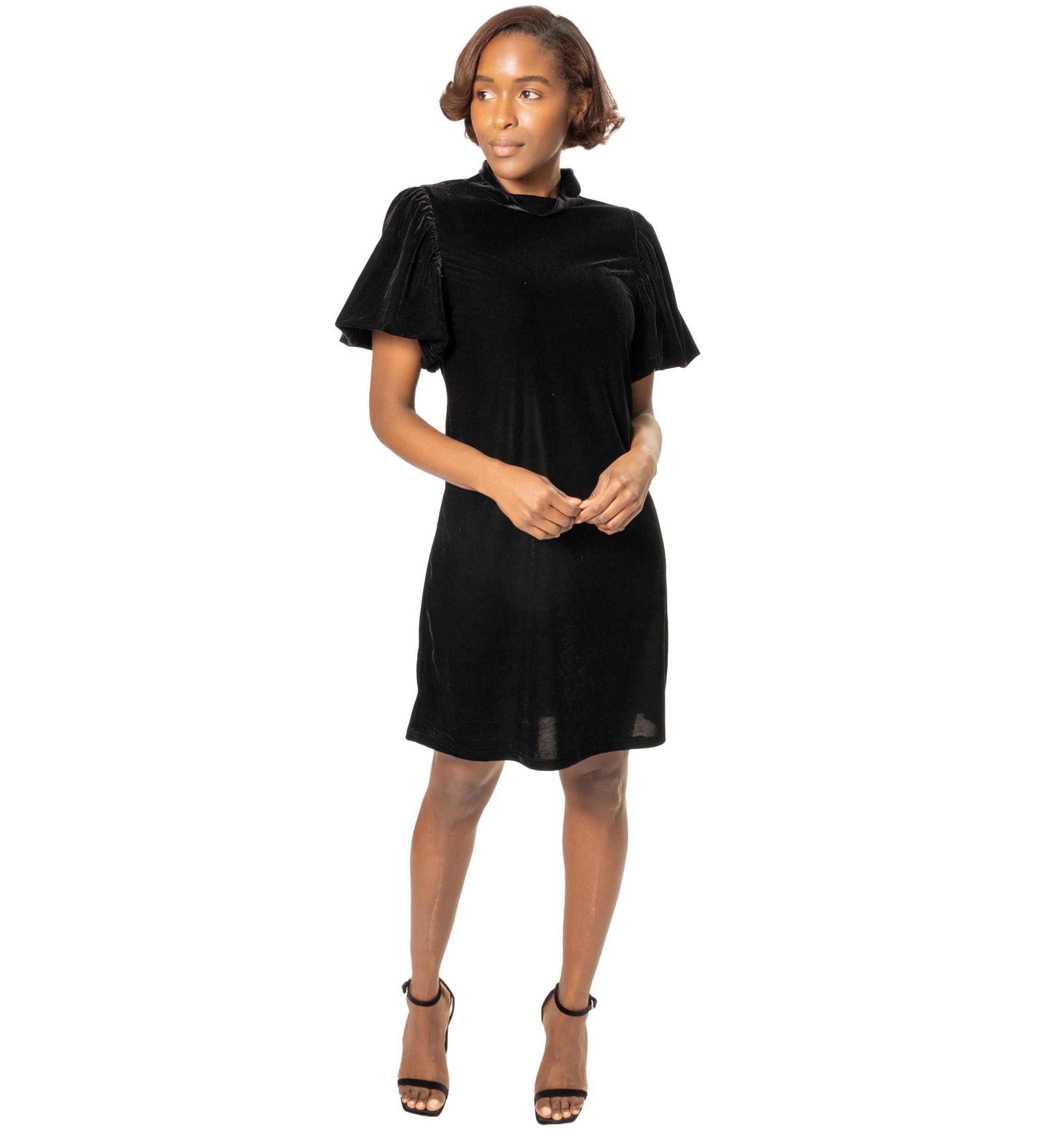 VELVET MOCKNECK DRESS