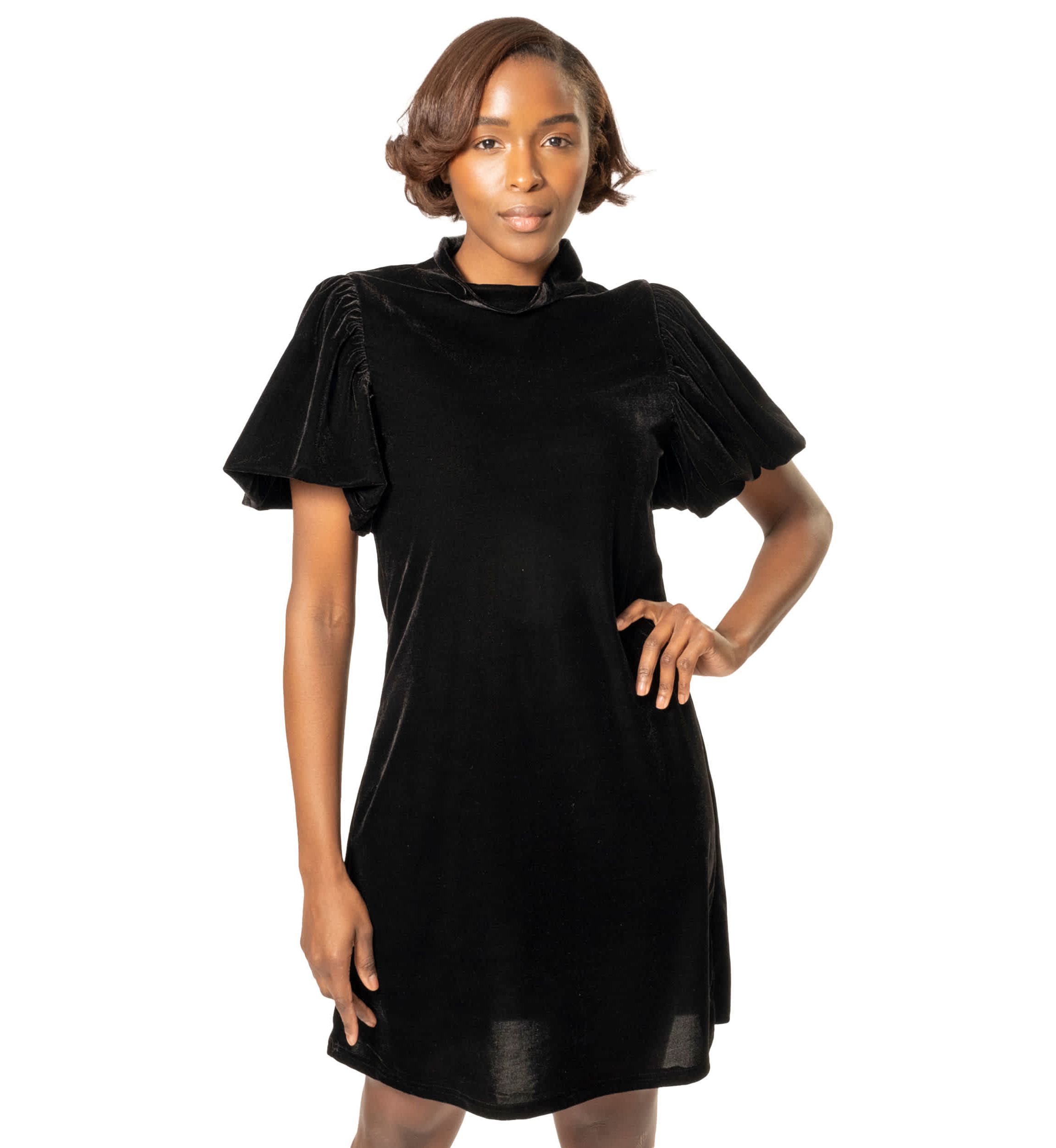VELVET MOCKNECK DRESS