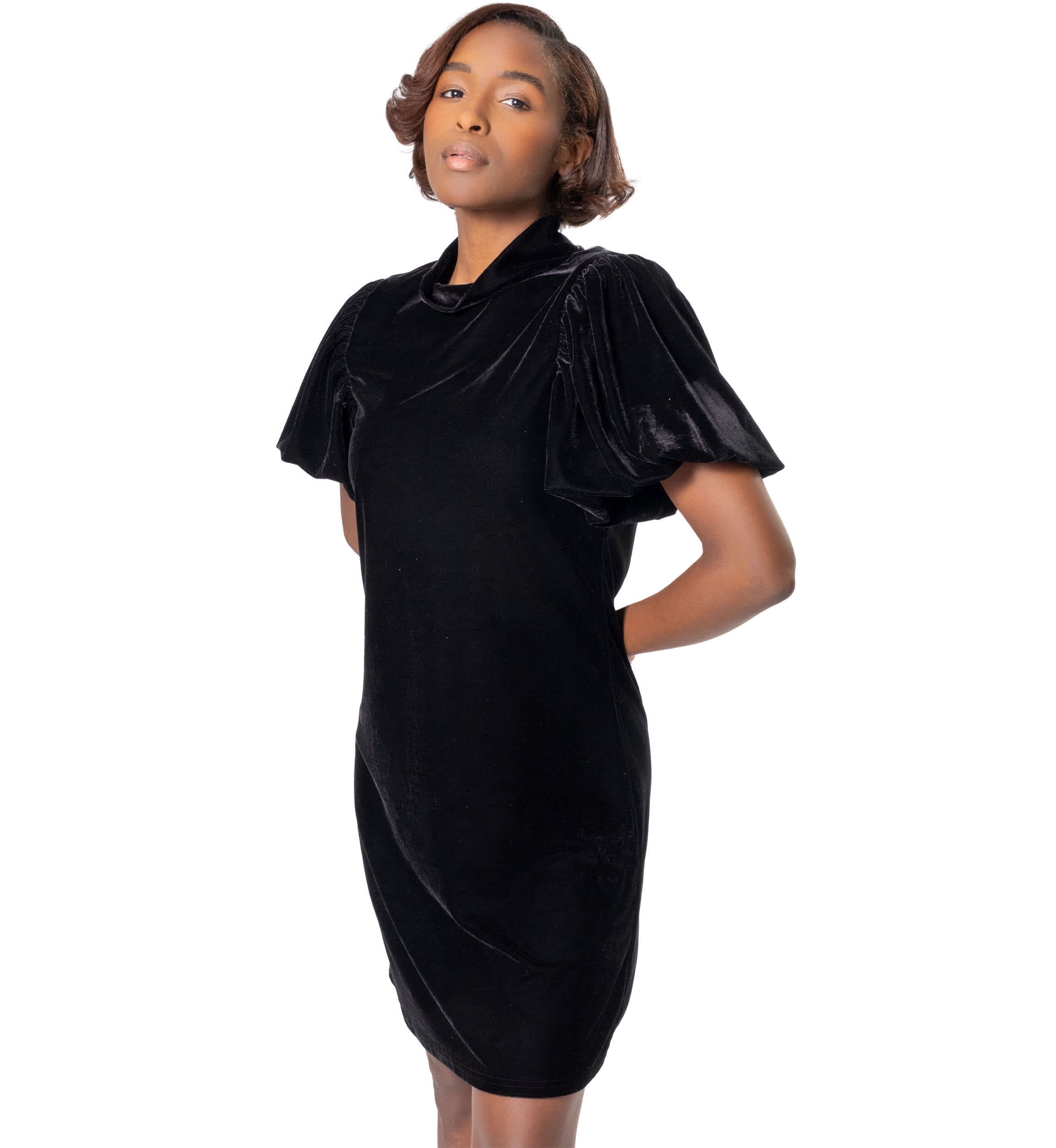 VELVET MOCKNECK DRESS