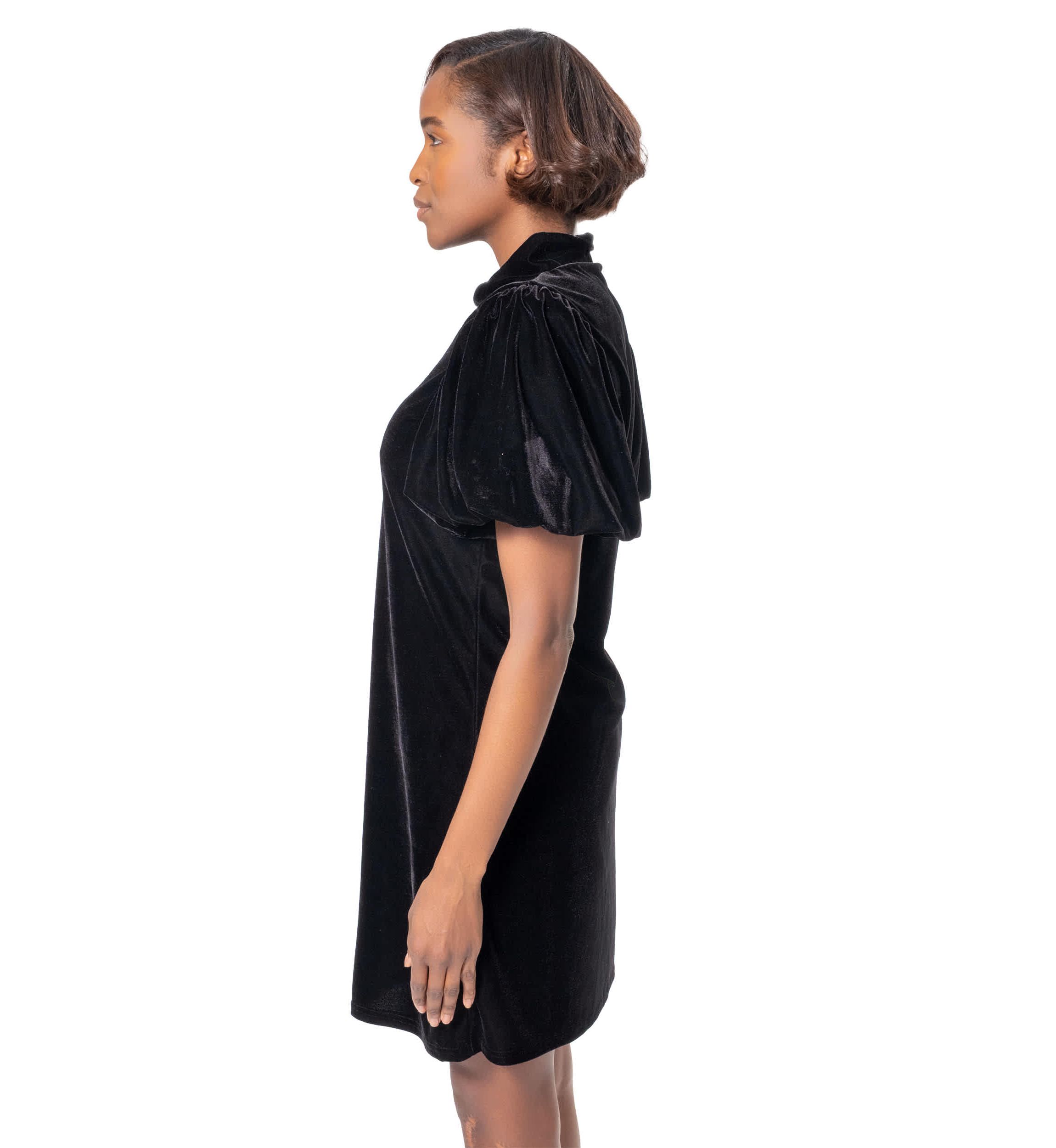 VELVET MOCKNECK DRESS