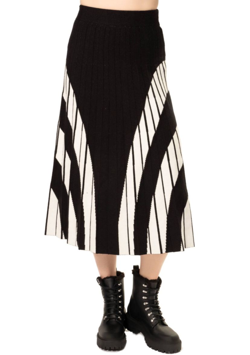 TWO TONE KNIT SKIRT
