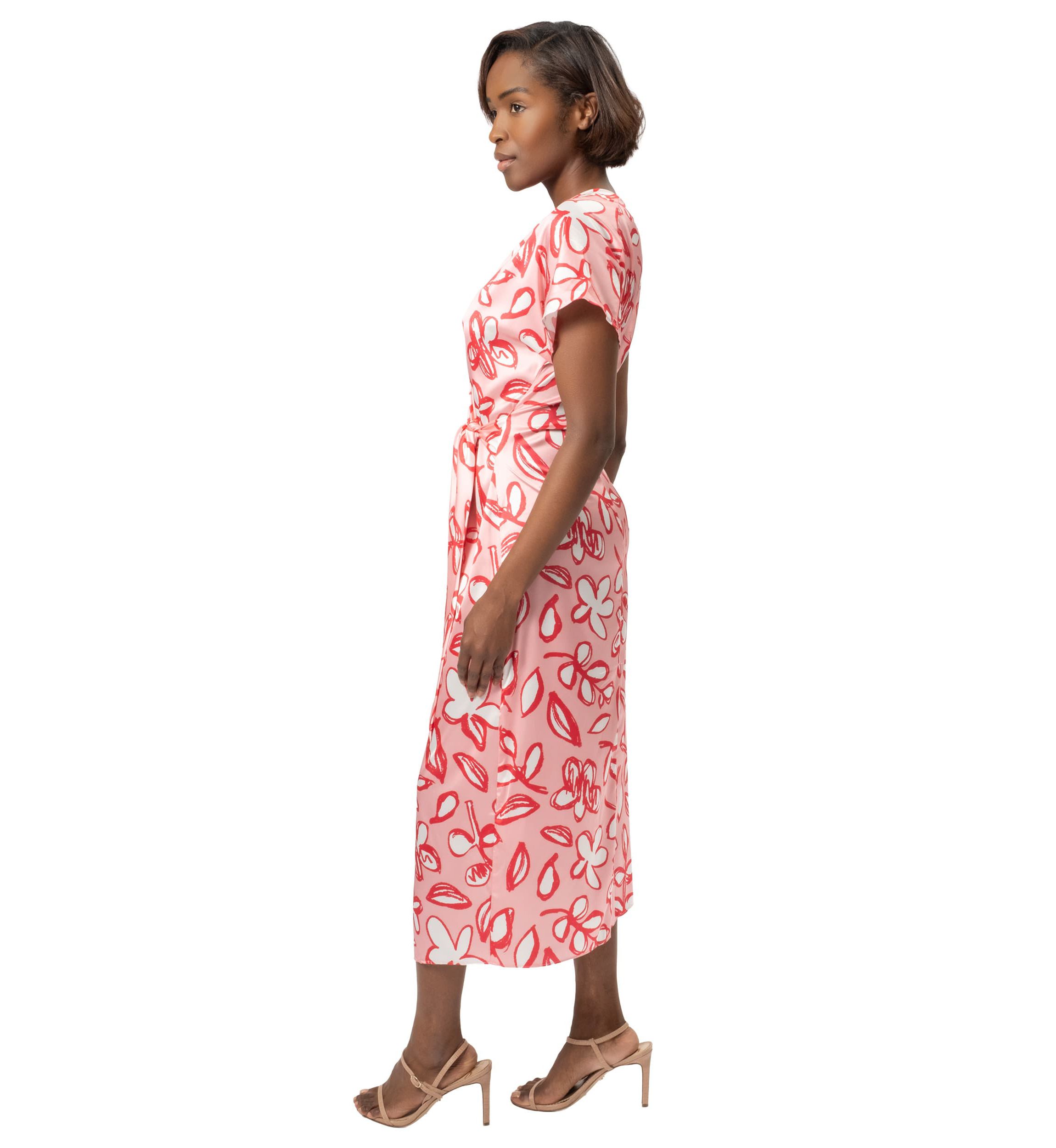 Pink Floral Side Tie Dress