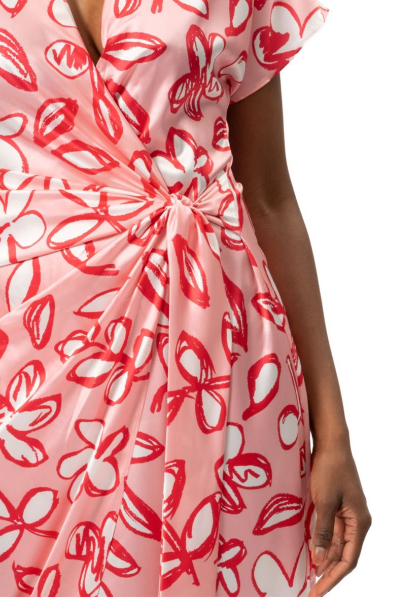 Pink Floral Side Tie Dress