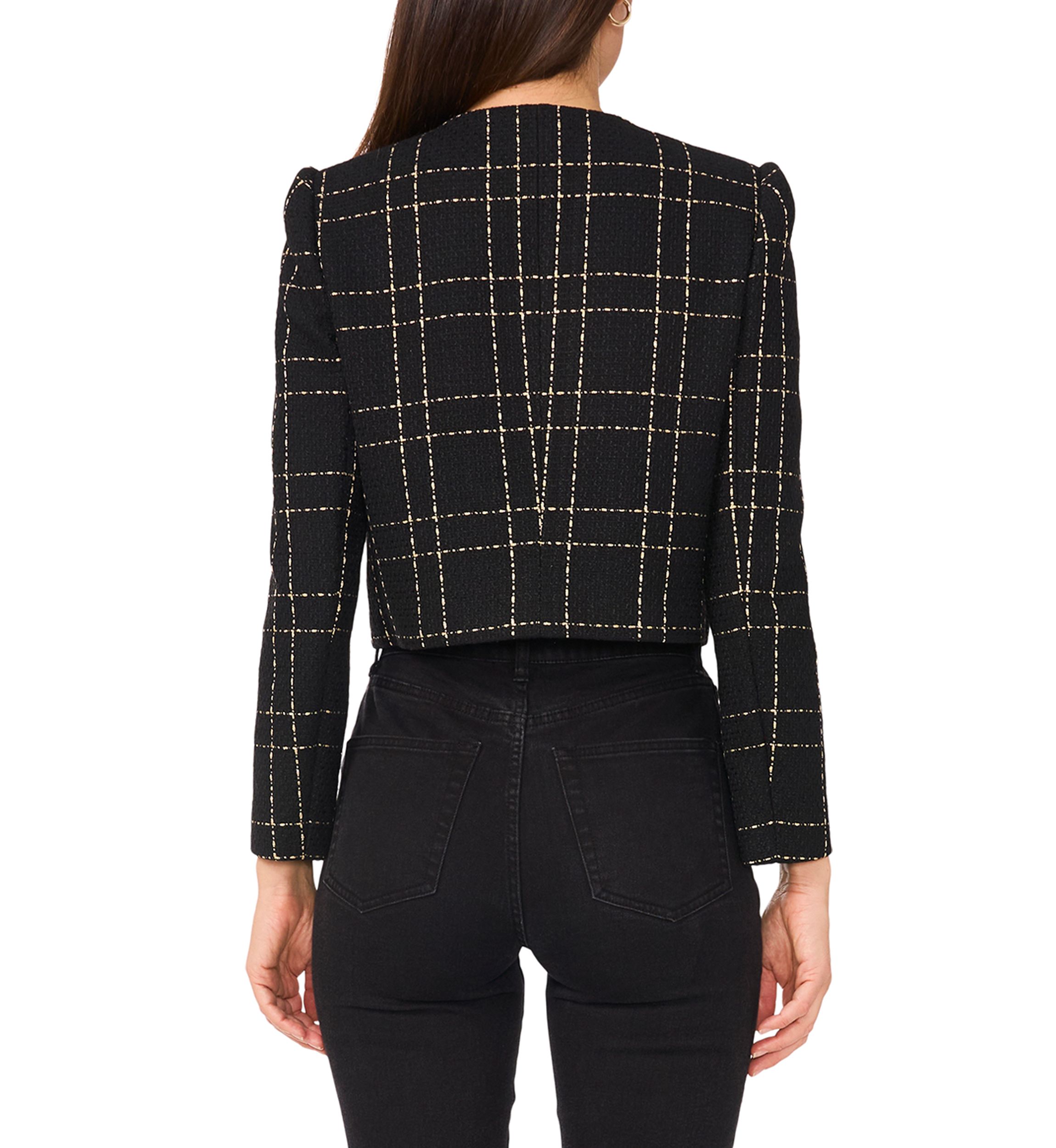 Womens Button Front Tweed Jacket