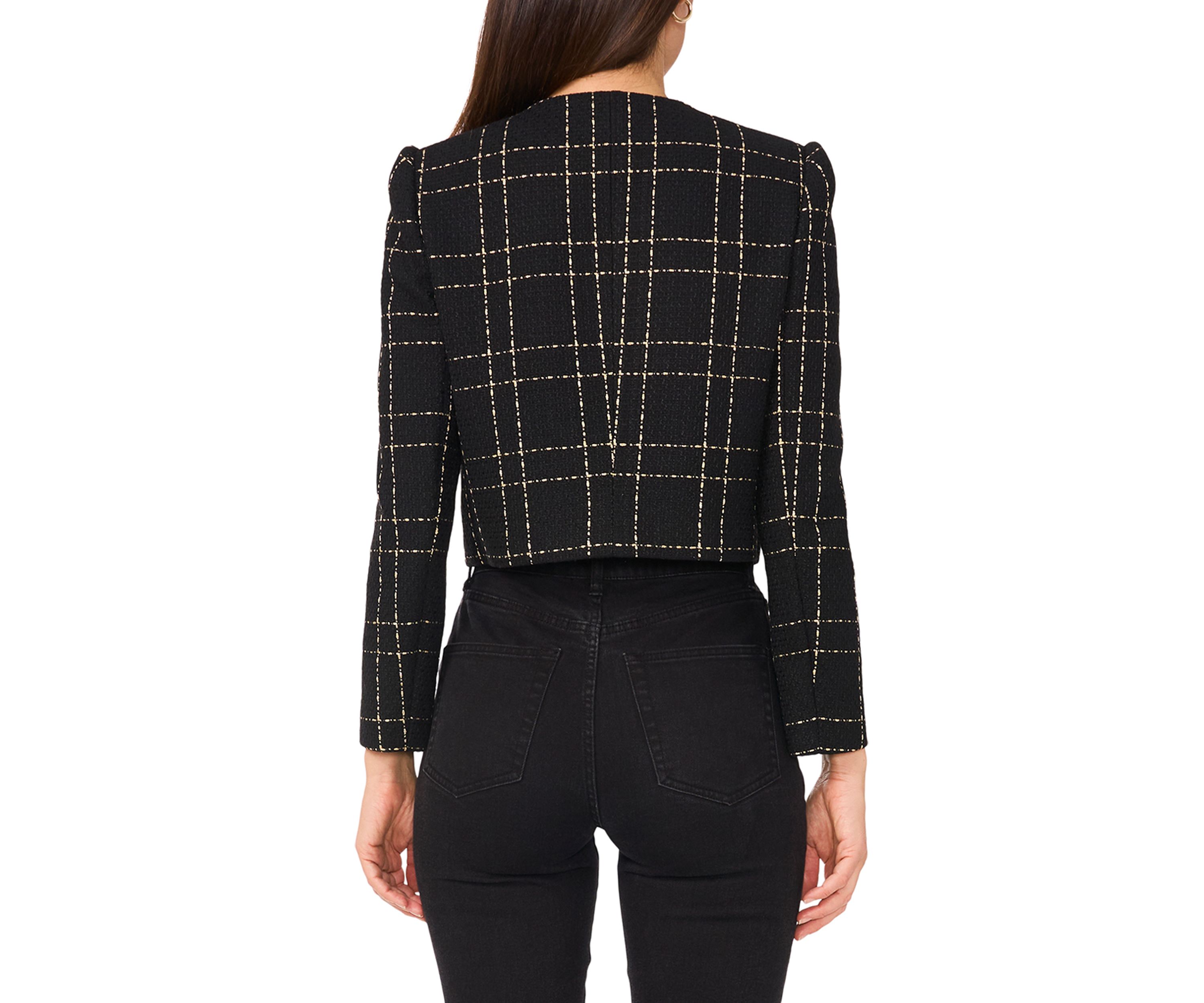Womens Button Front Tweed Jacket