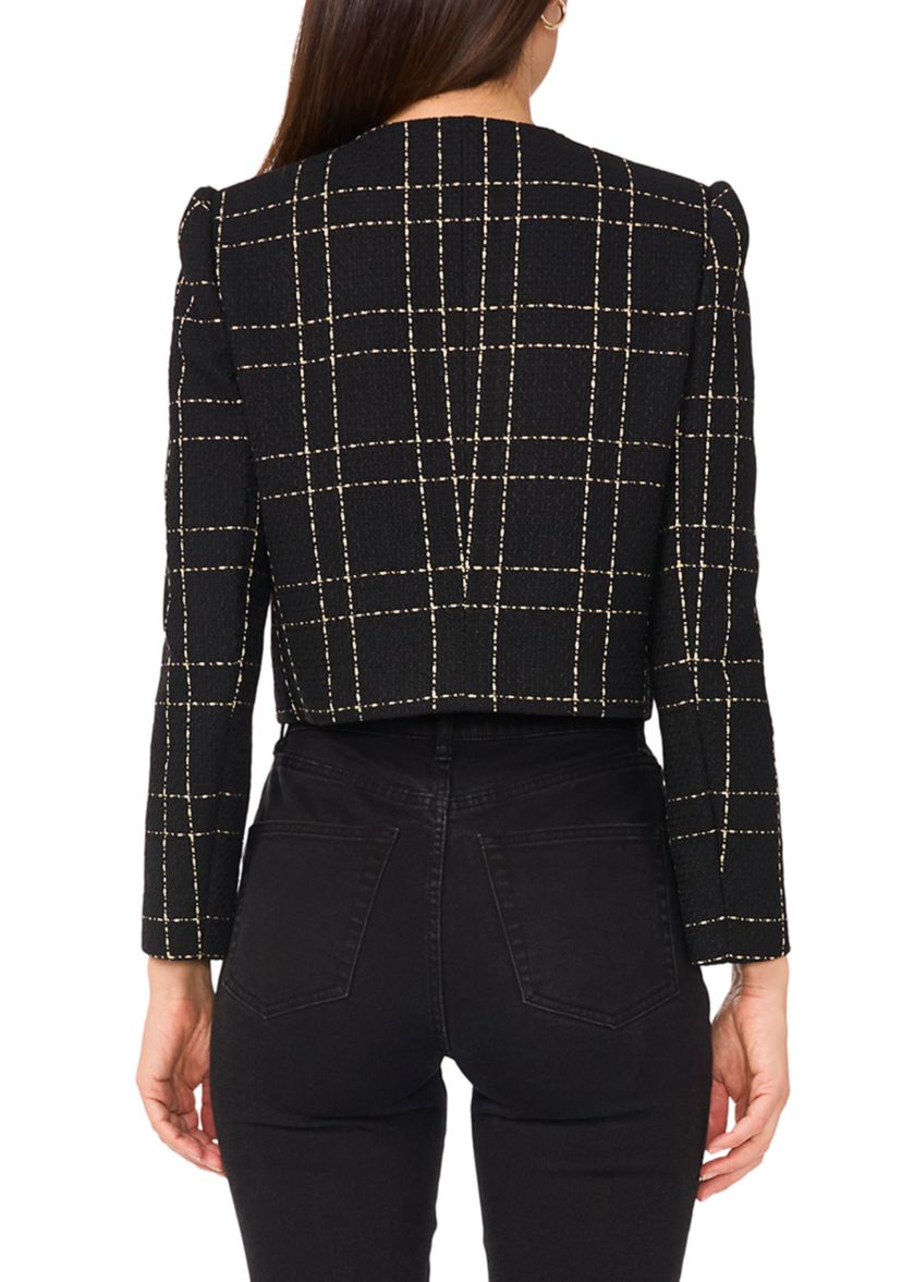 Womens Button Front Tweed Jacket