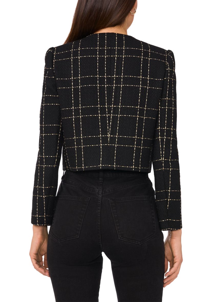 Womens Button Front Tweed Jacket