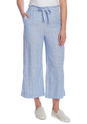 Vince Camuto Women's Wide Slit Linen Stripe Pants | belk