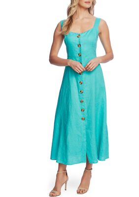 Women's Sleeveless Button Front Midi Dress