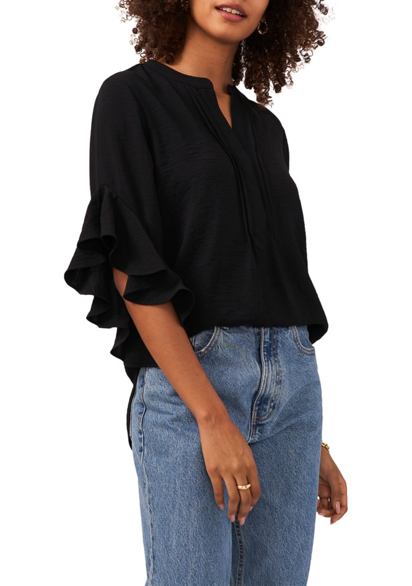 Womens 3/4 Ruffle Sleeve Blouse