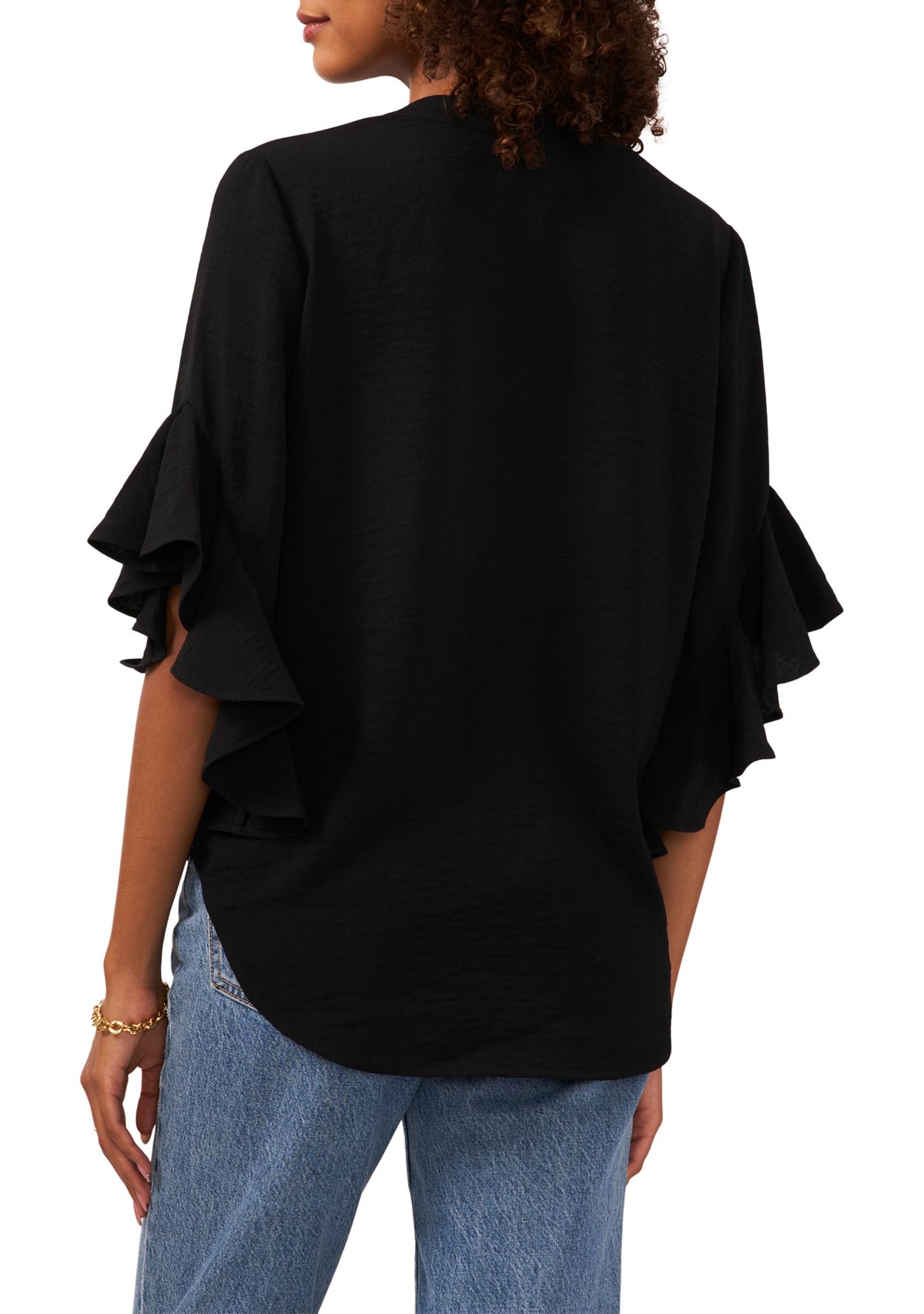Womens 3/4 Ruffle Sleeve Blouse