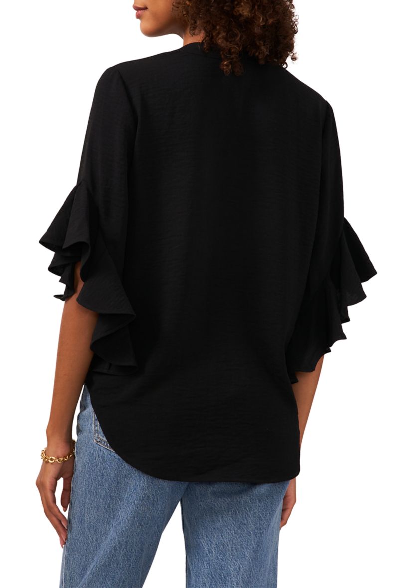 Womens 3/4 Ruffle Sleeve Blouse