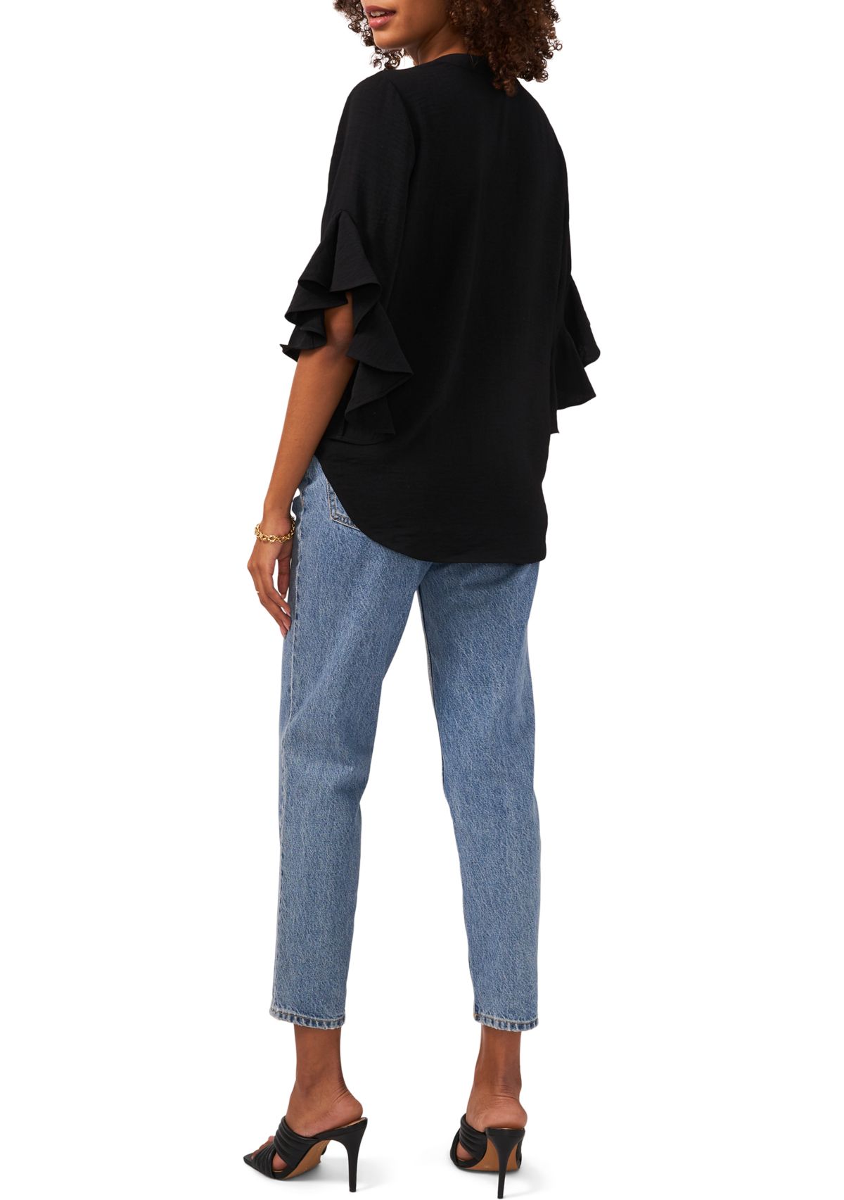 Womens 3/4 Ruffle Sleeve Blouse