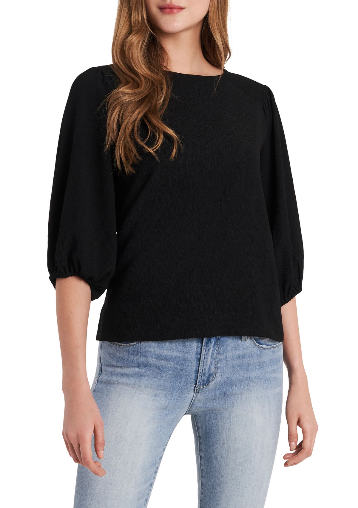 Womens Puff Sleeve Knit Top