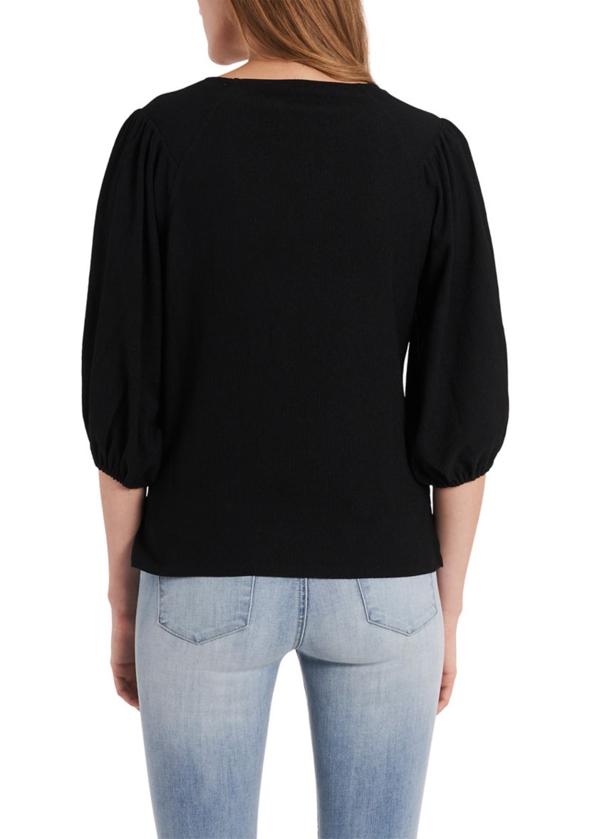 Womens Puff Sleeve Knit Top