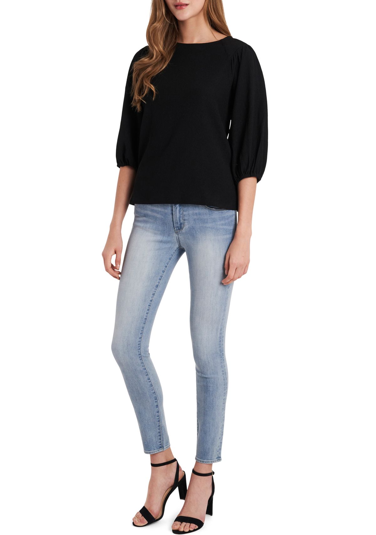 Womens Puff Sleeve Knit Top
