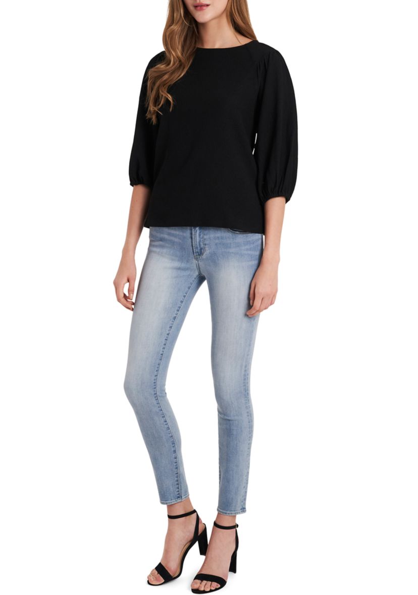 Womens Puff Sleeve Knit Top
