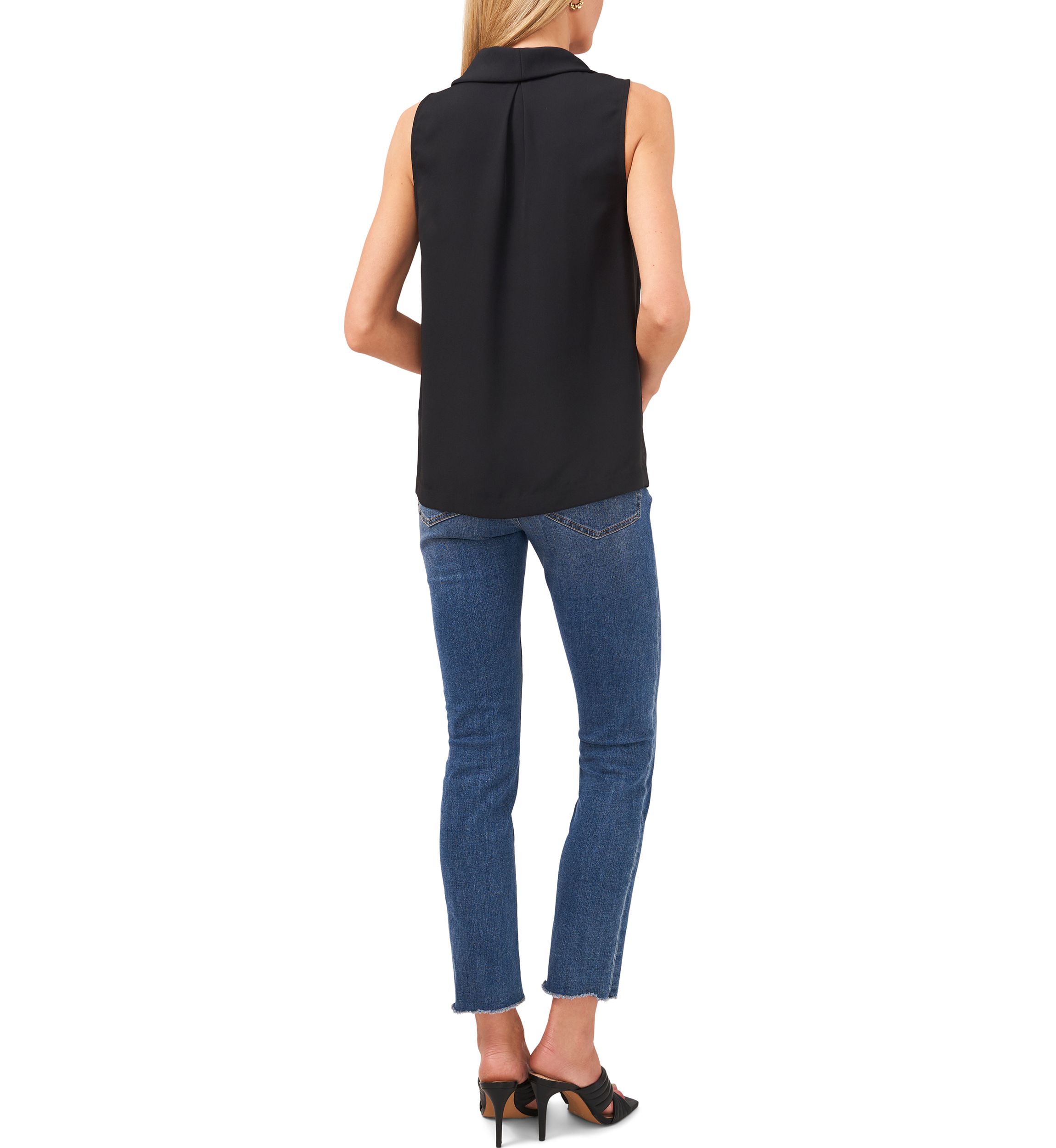 Womens Sleeveless Cowl Neck Luxe Blouse