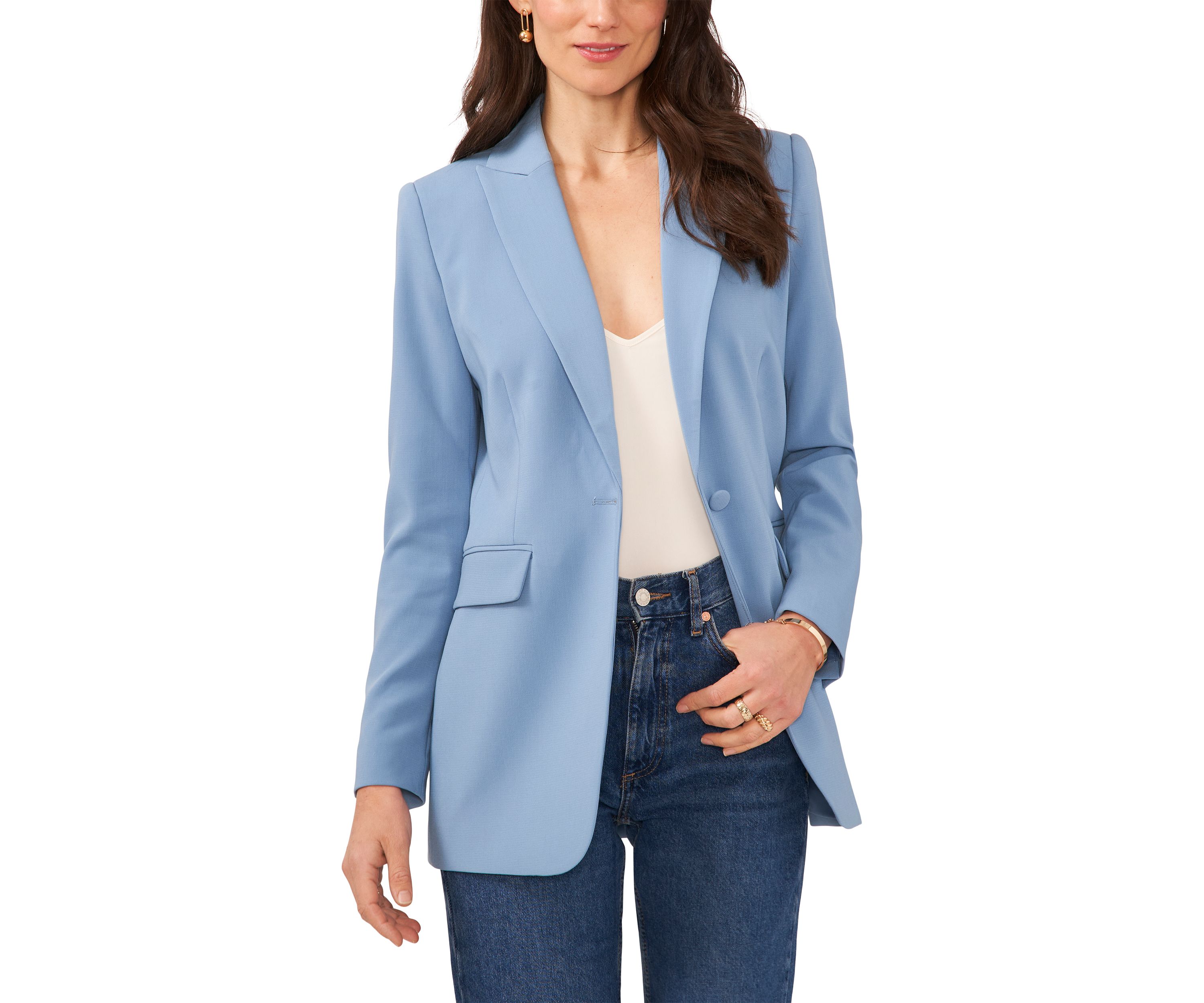 Womens Single Breasted Blazer with Large Pockets