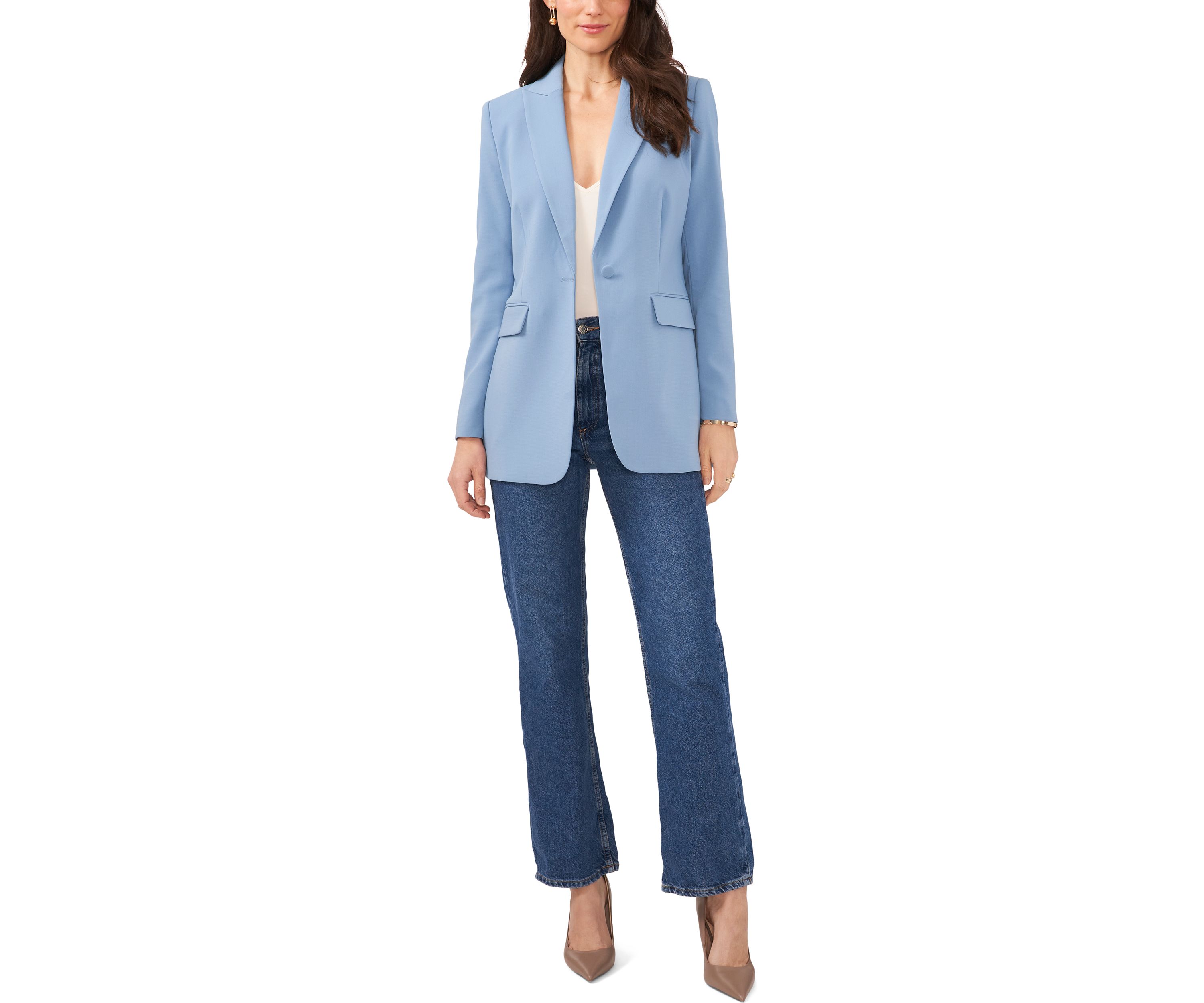 Womens Single Breasted Blazer with Large Pockets