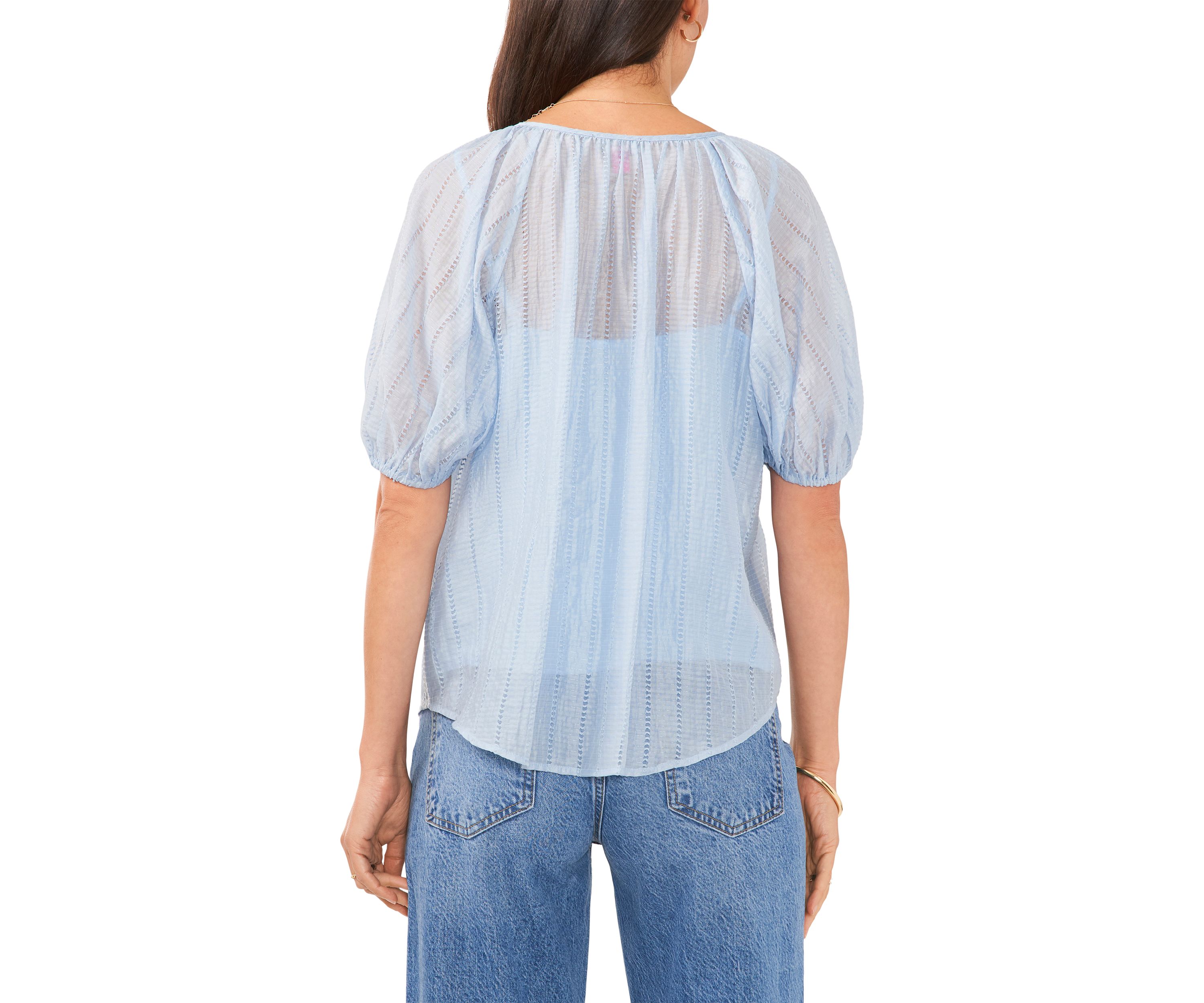 Womens Textured Gauze Peasant Blouse