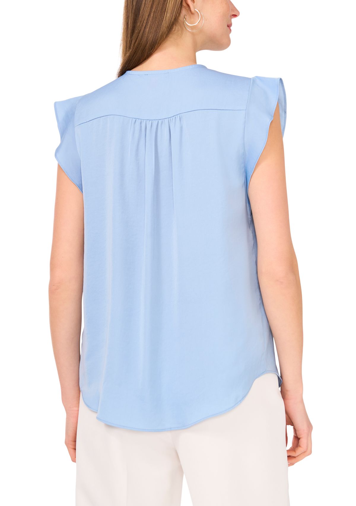 Womens V-Neck Ruffle Sleeve Blouse