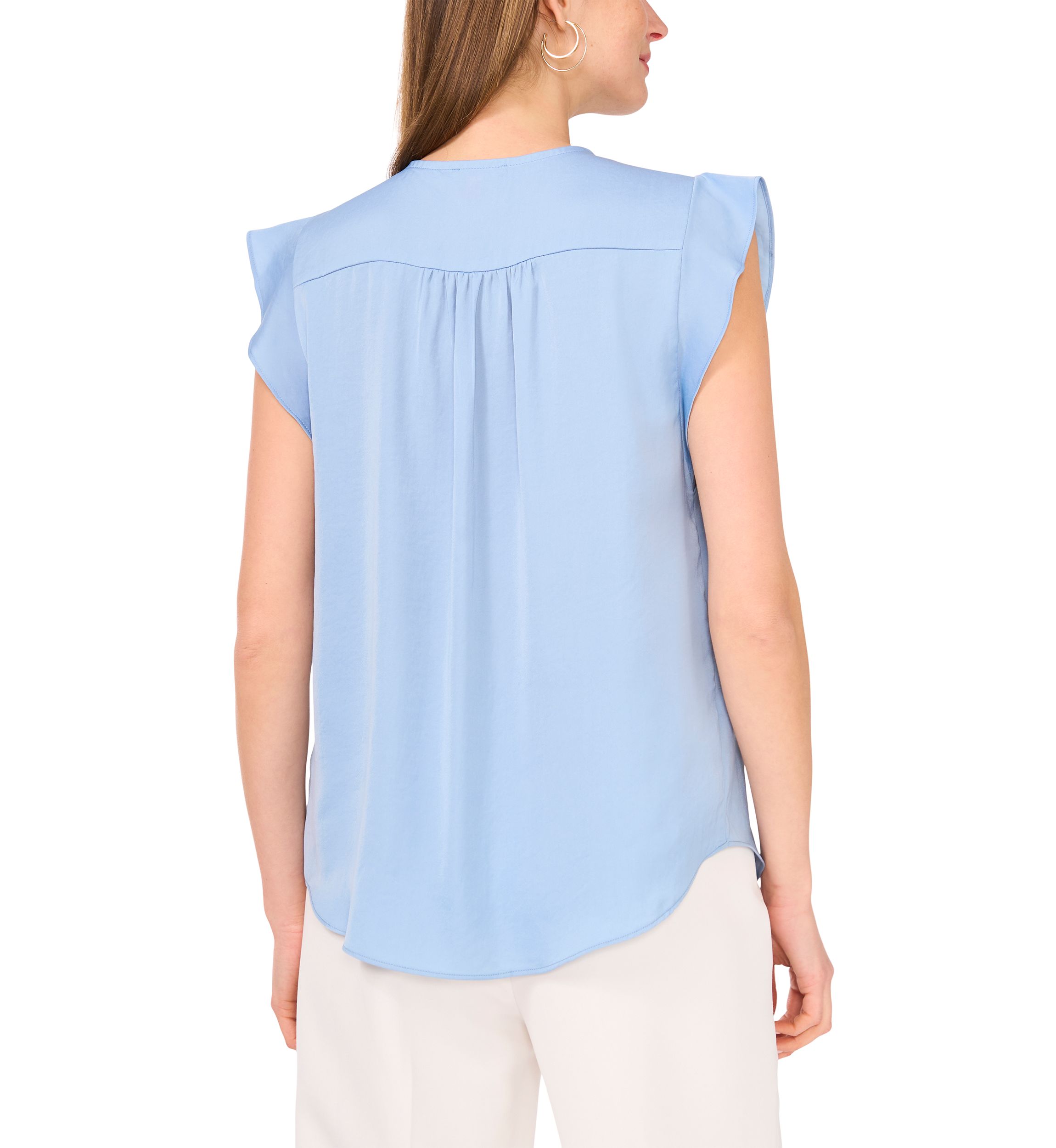 Womens V-Neck Ruffle Sleeve Blouse