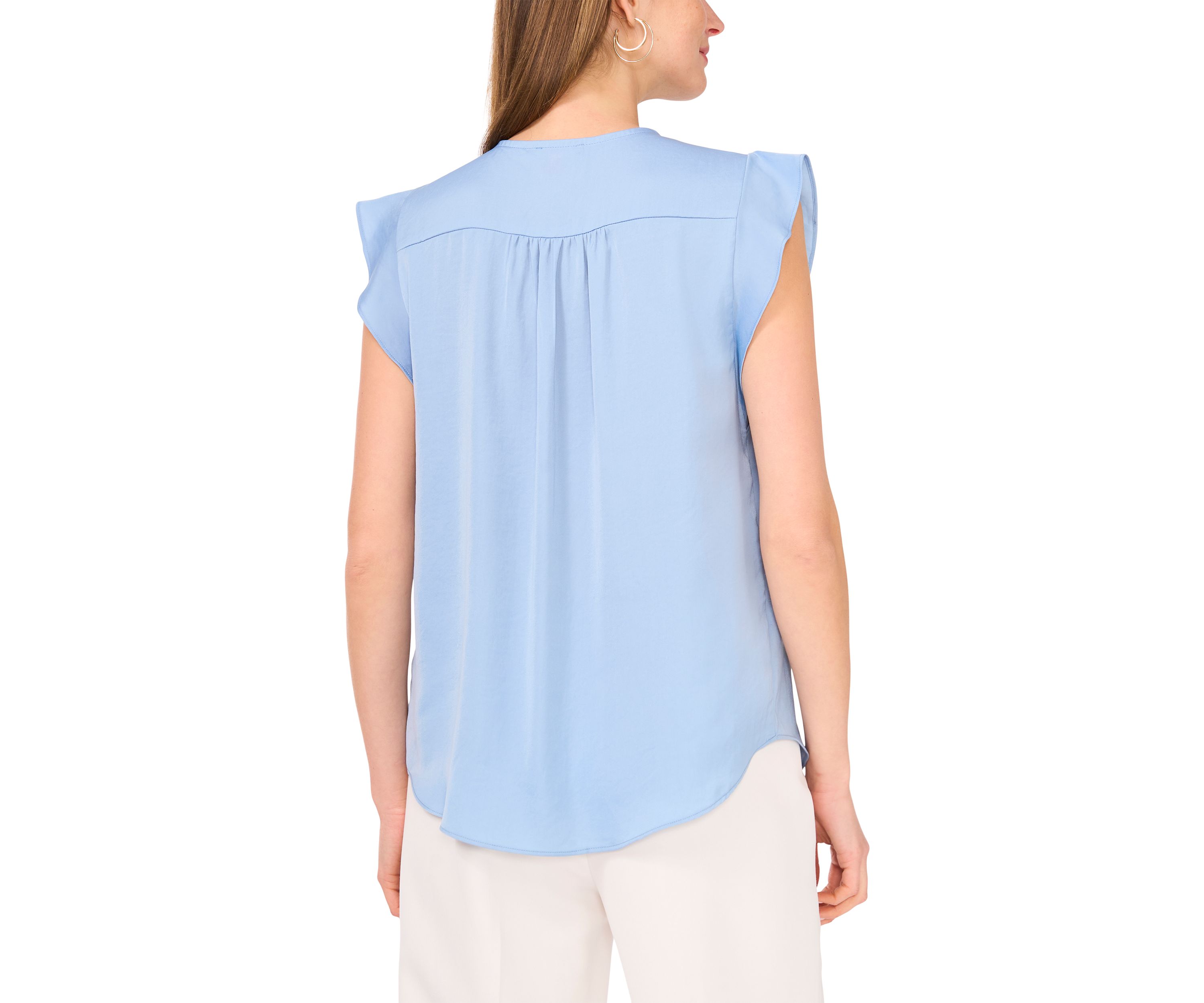 Womens V-Neck Ruffle Sleeve Blouse