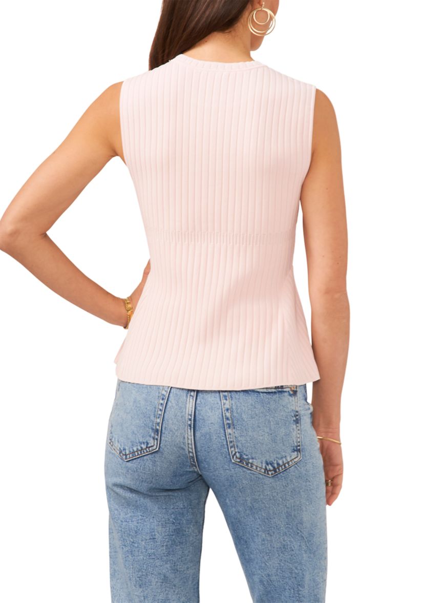 Womens Sleeveless Rib Peplum Sweater 