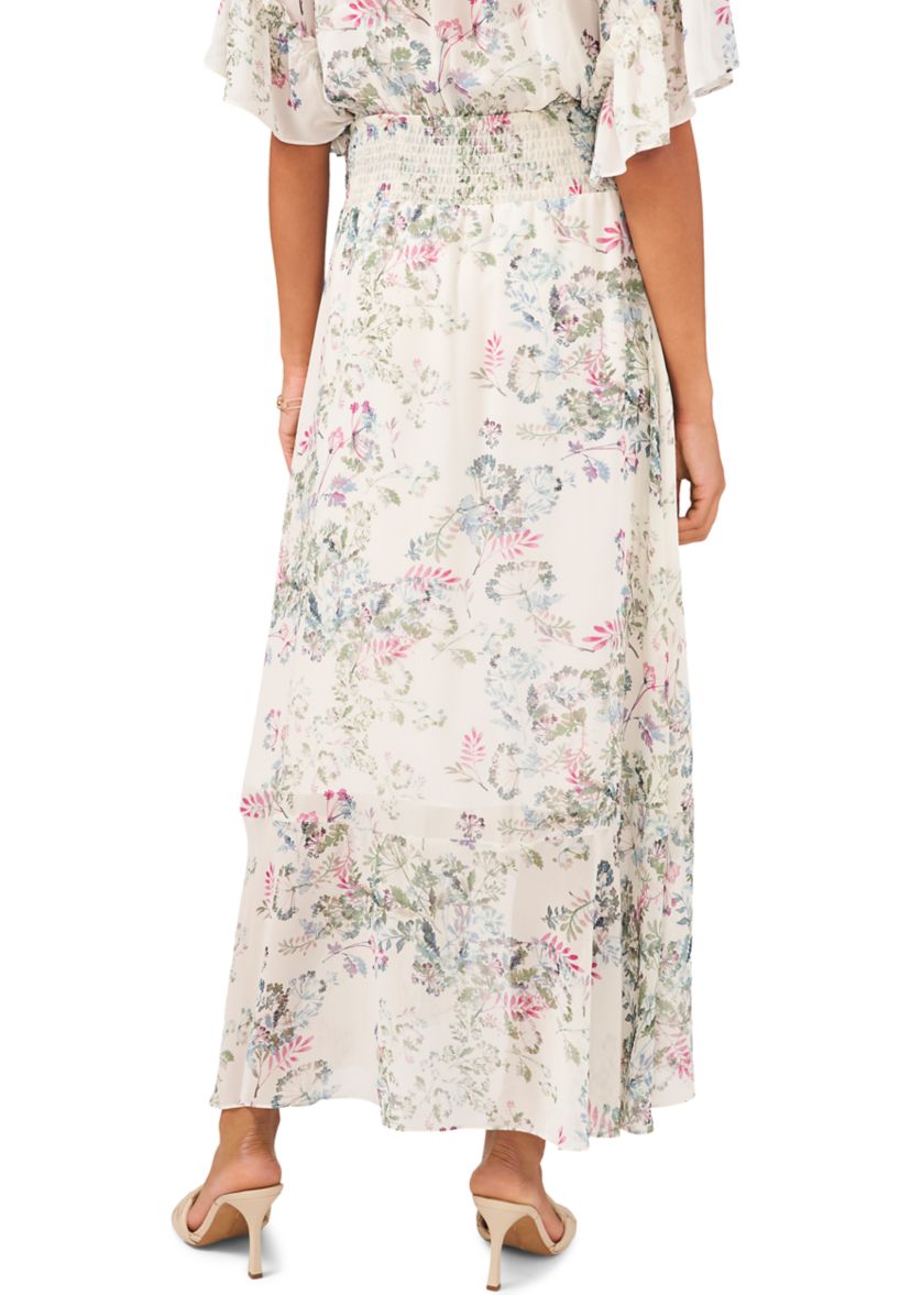 Womens Tiered Ruffled Printed Skirt 