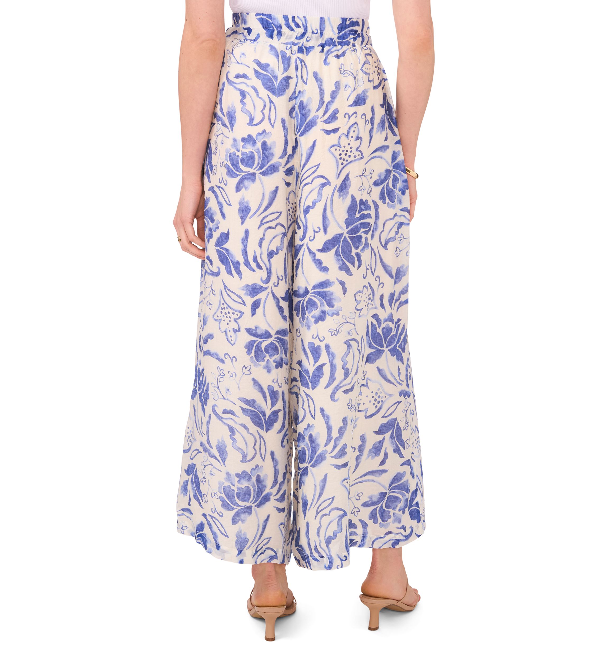 Womens Wide Leg Printed Cropped Soft Pants 