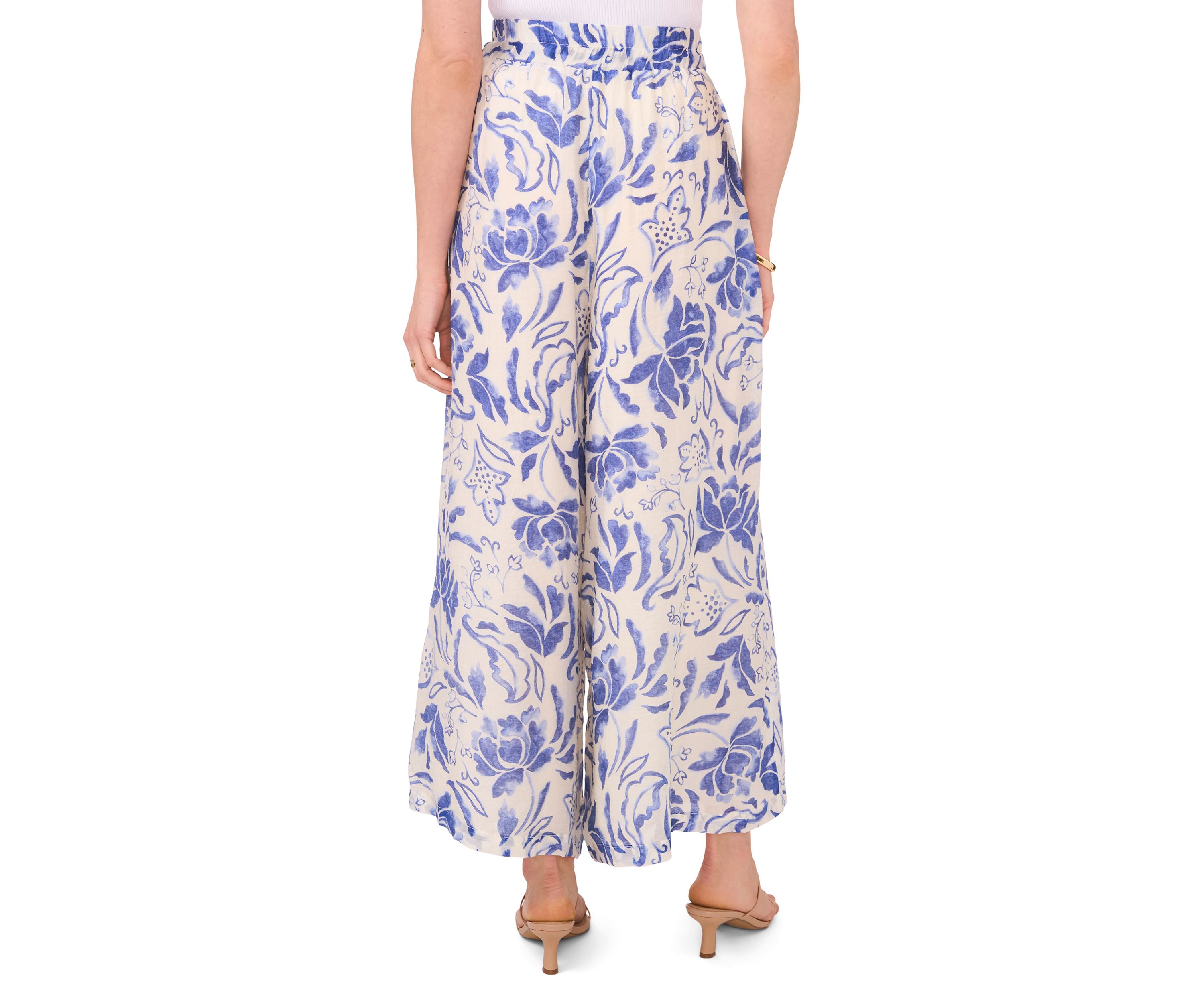 Womens Wide Leg Printed Cropped Soft Pants 