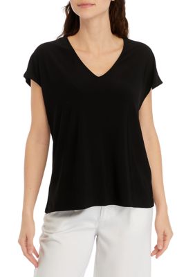 Women's Solid V-Neck Top