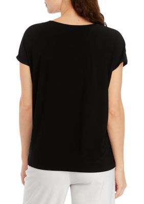 Women's Solid V-Neck Top