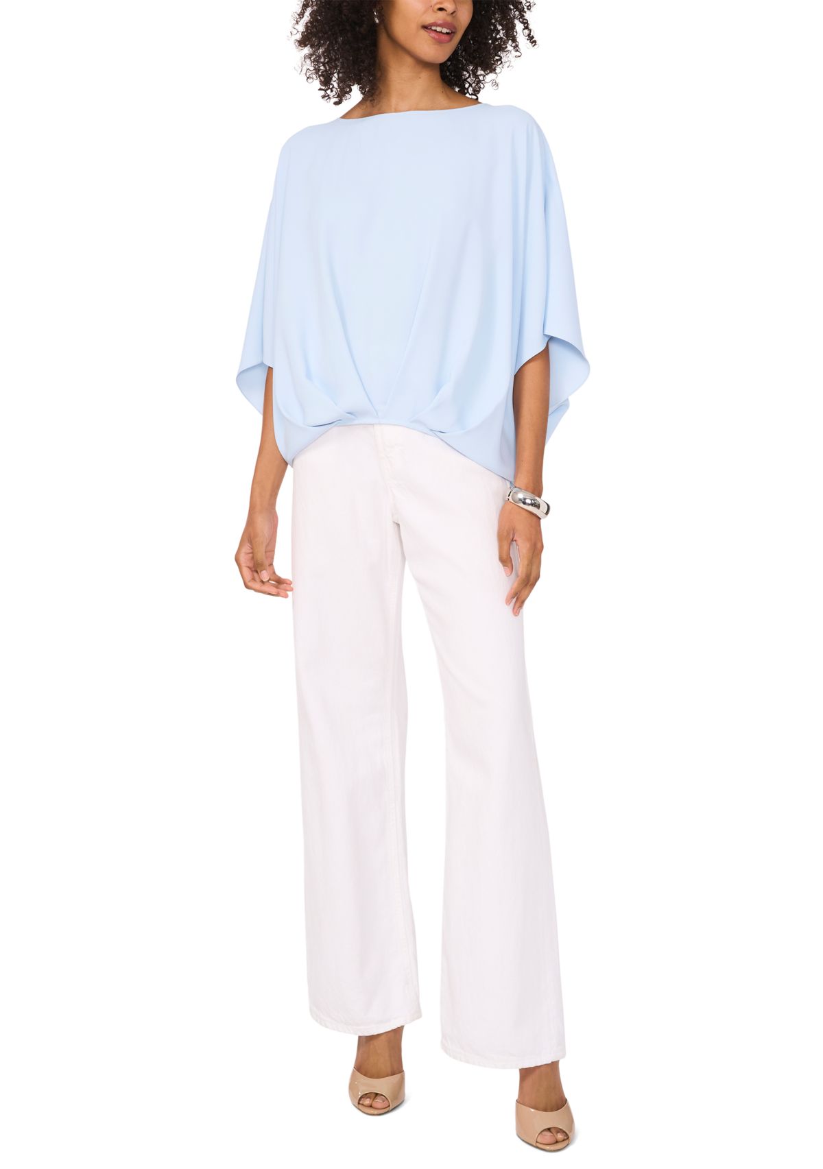 Womens Dolman Sleeve Tuck Front Blouse