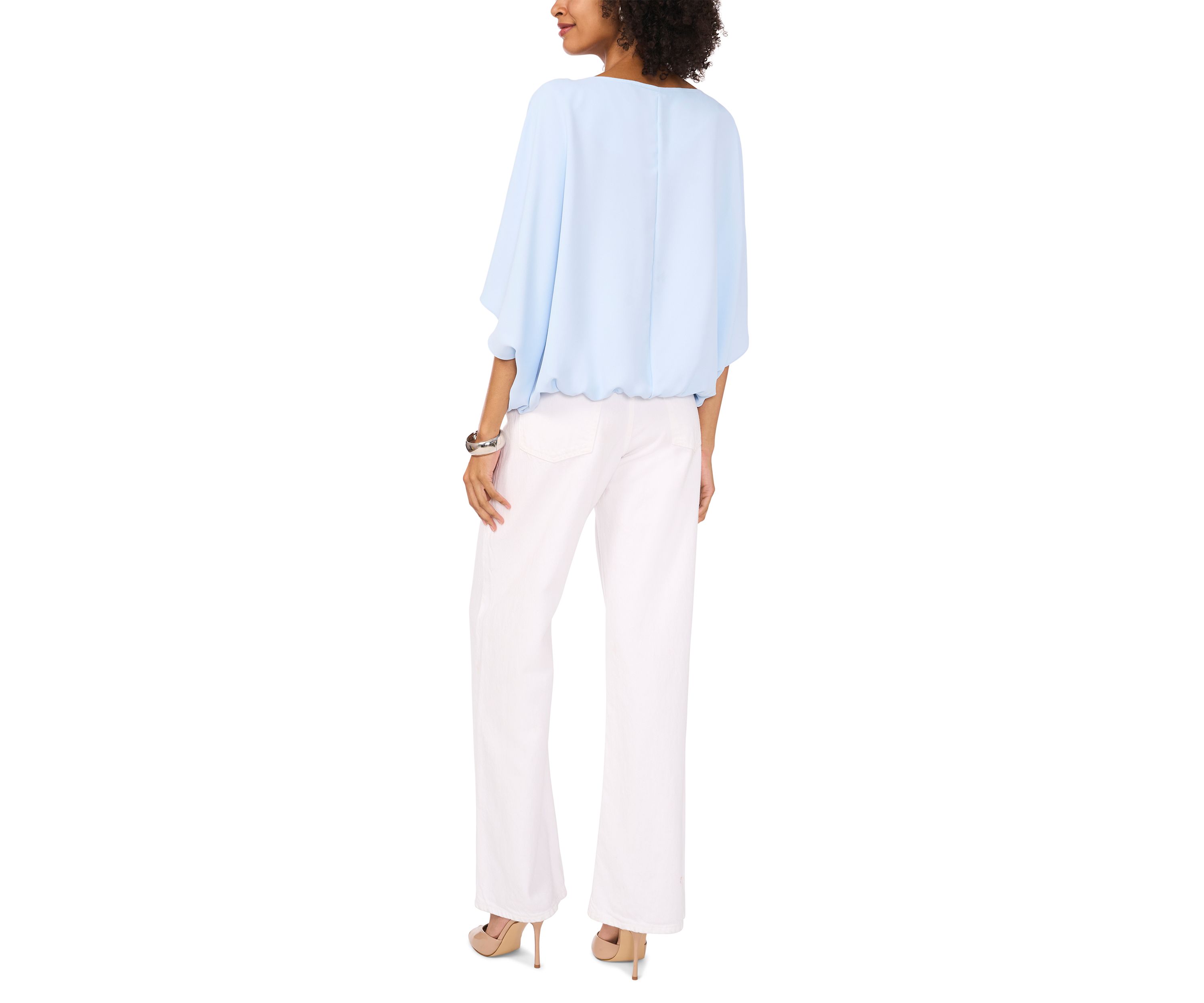 Womens Dolman Sleeve Tuck Front Blouse