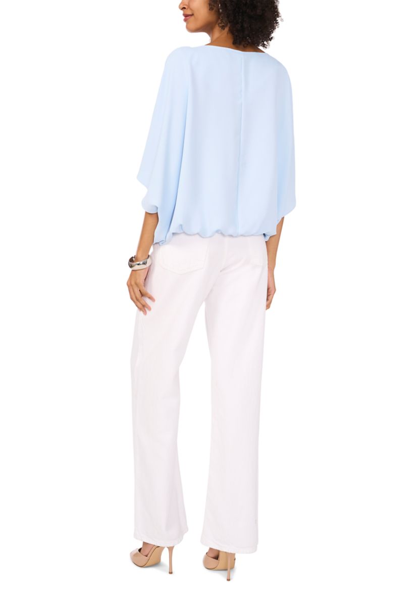 Womens Dolman Sleeve Tuck Front Blouse
