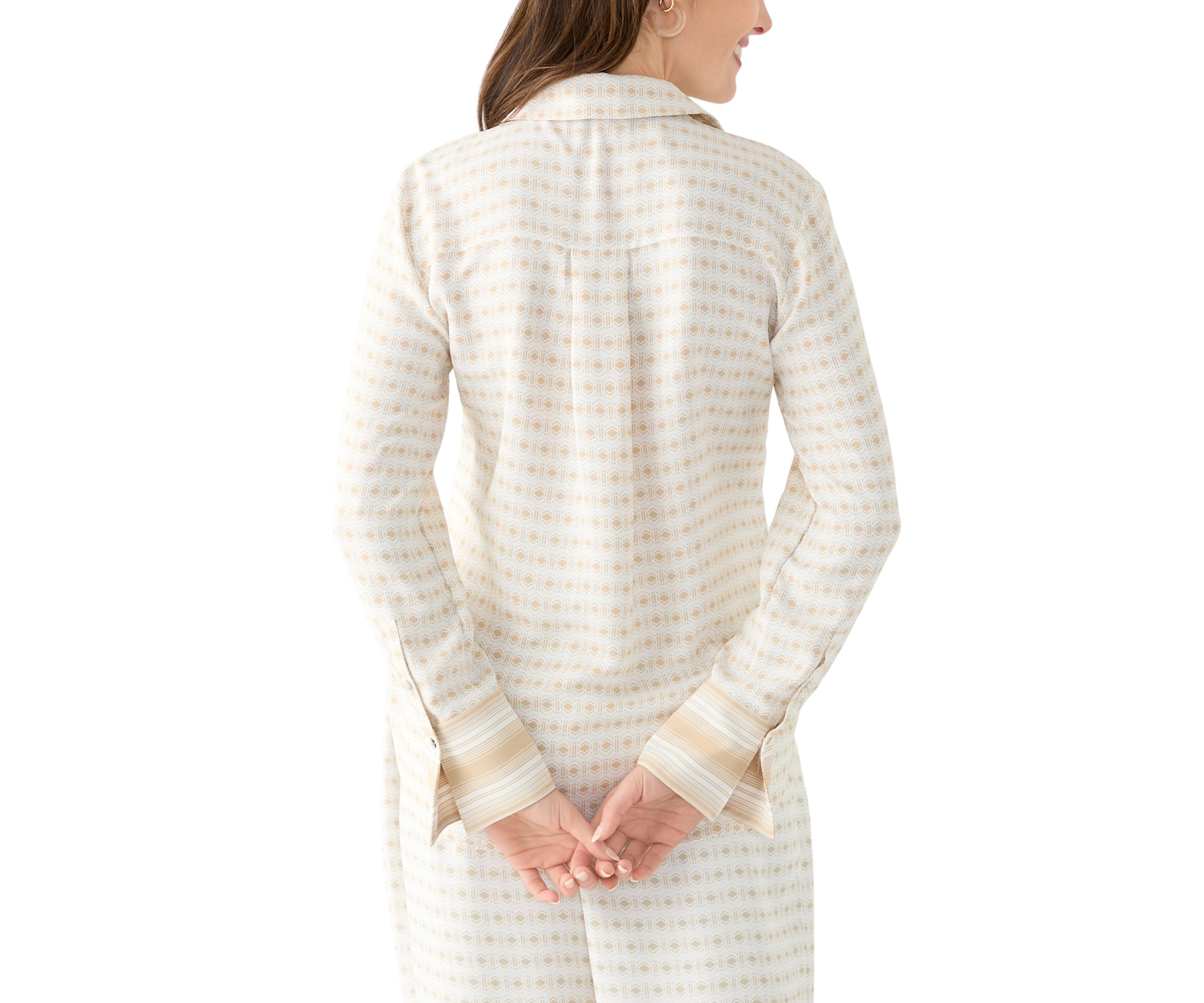 Womens Long Sleeve Geometric Print Shirt 