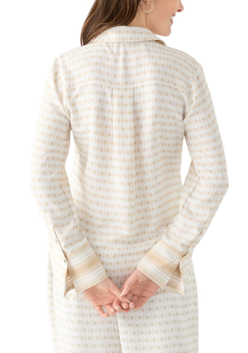 Womens Long Sleeve Geometric Print Shirt 