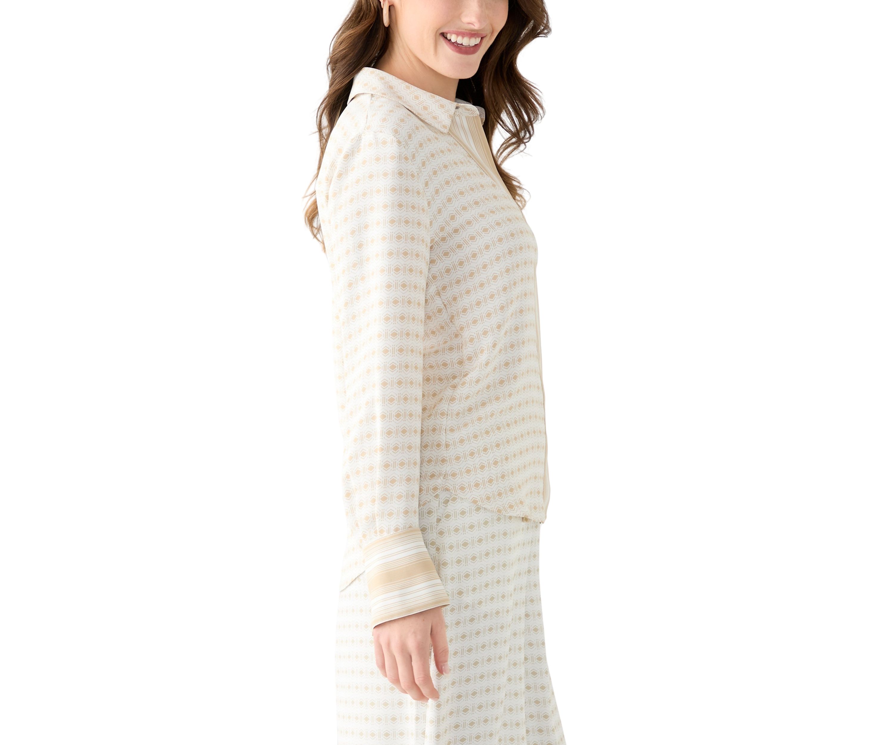 Womens Long Sleeve Geometric Print Shirt 