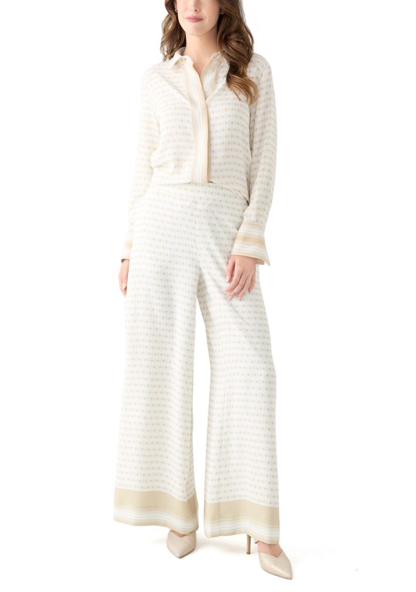 Womens Long Sleeve Geometric Print Shirt 