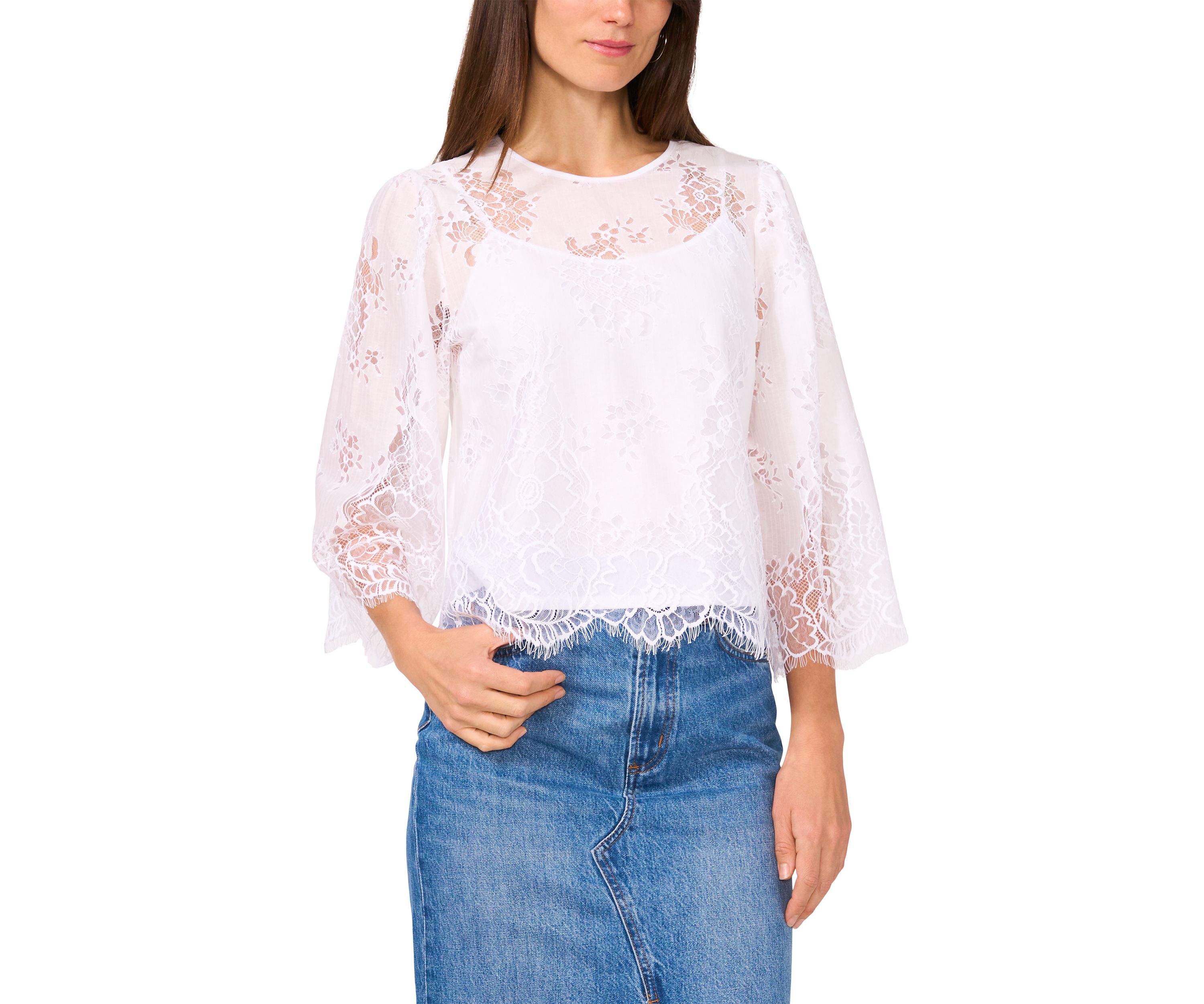 Womens 3/4 Sleeve Lace Top 