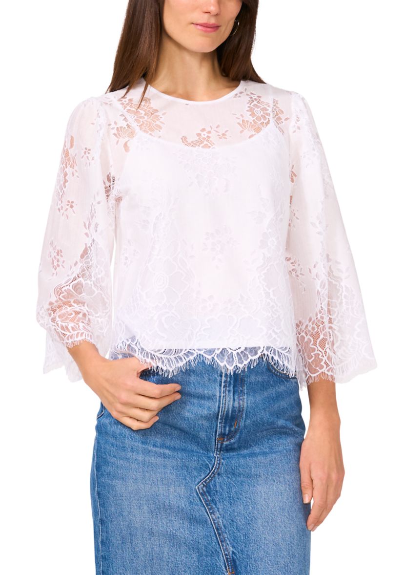 Womens 3/4 Sleeve Lace Top 