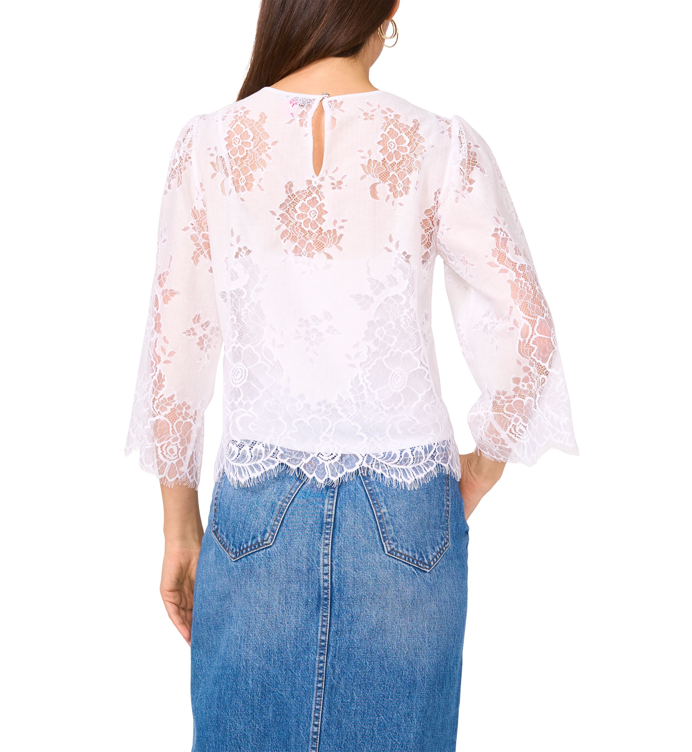 Womens 3/4 Sleeve Lace Top 