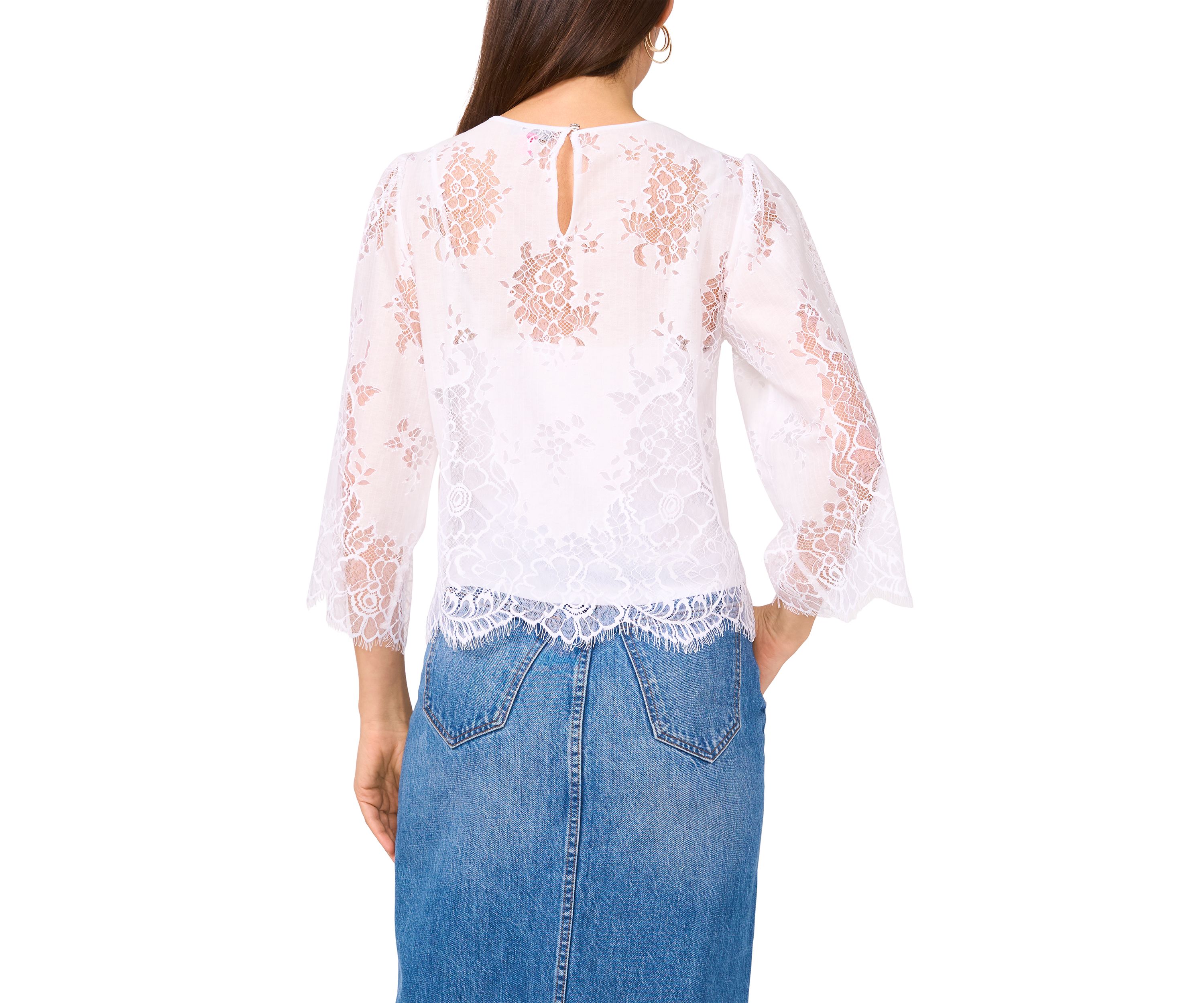 Womens 3/4 Sleeve Lace Top 