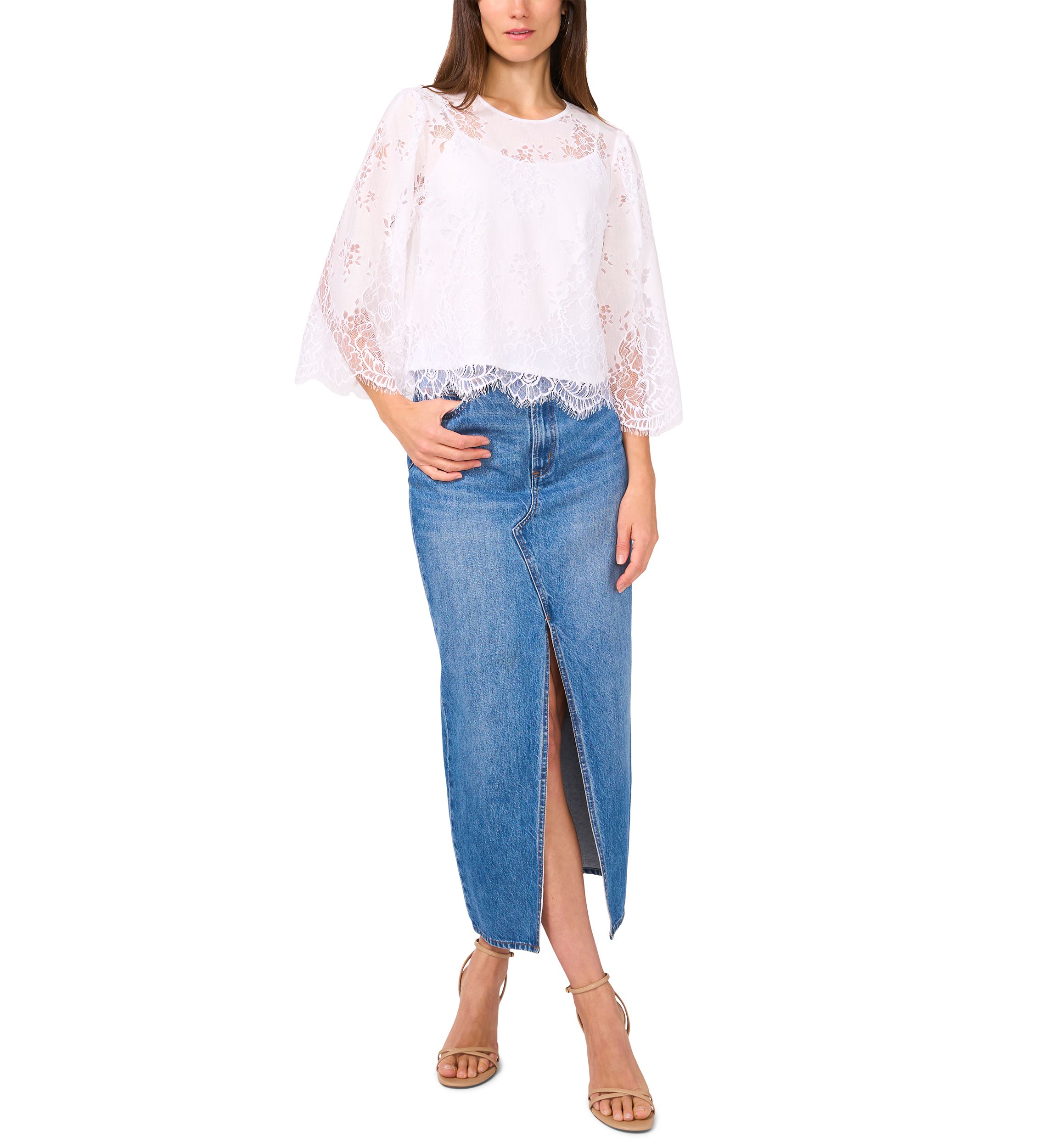 Womens 3/4 Sleeve Lace Top 