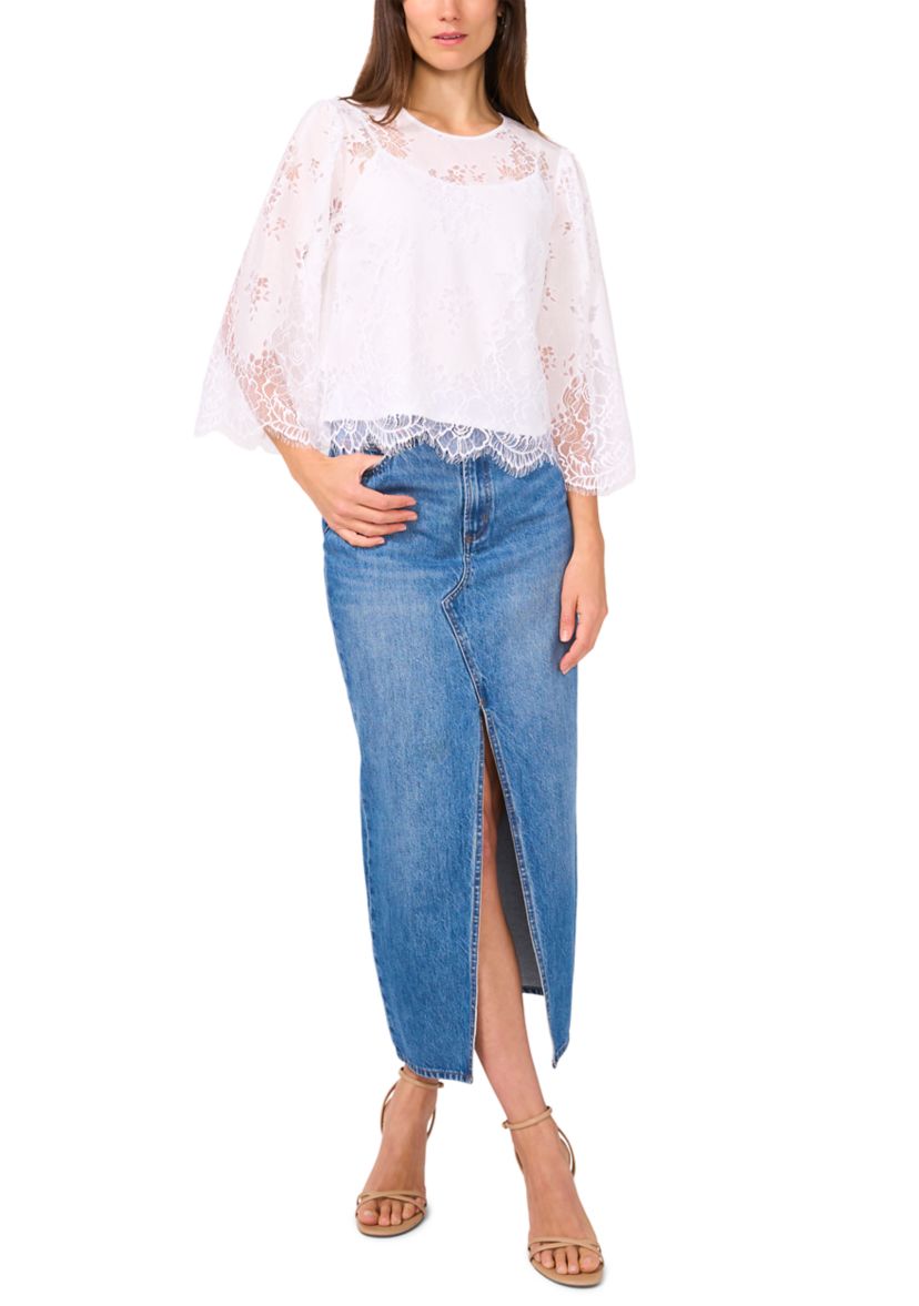 Womens 3/4 Sleeve Lace Top 