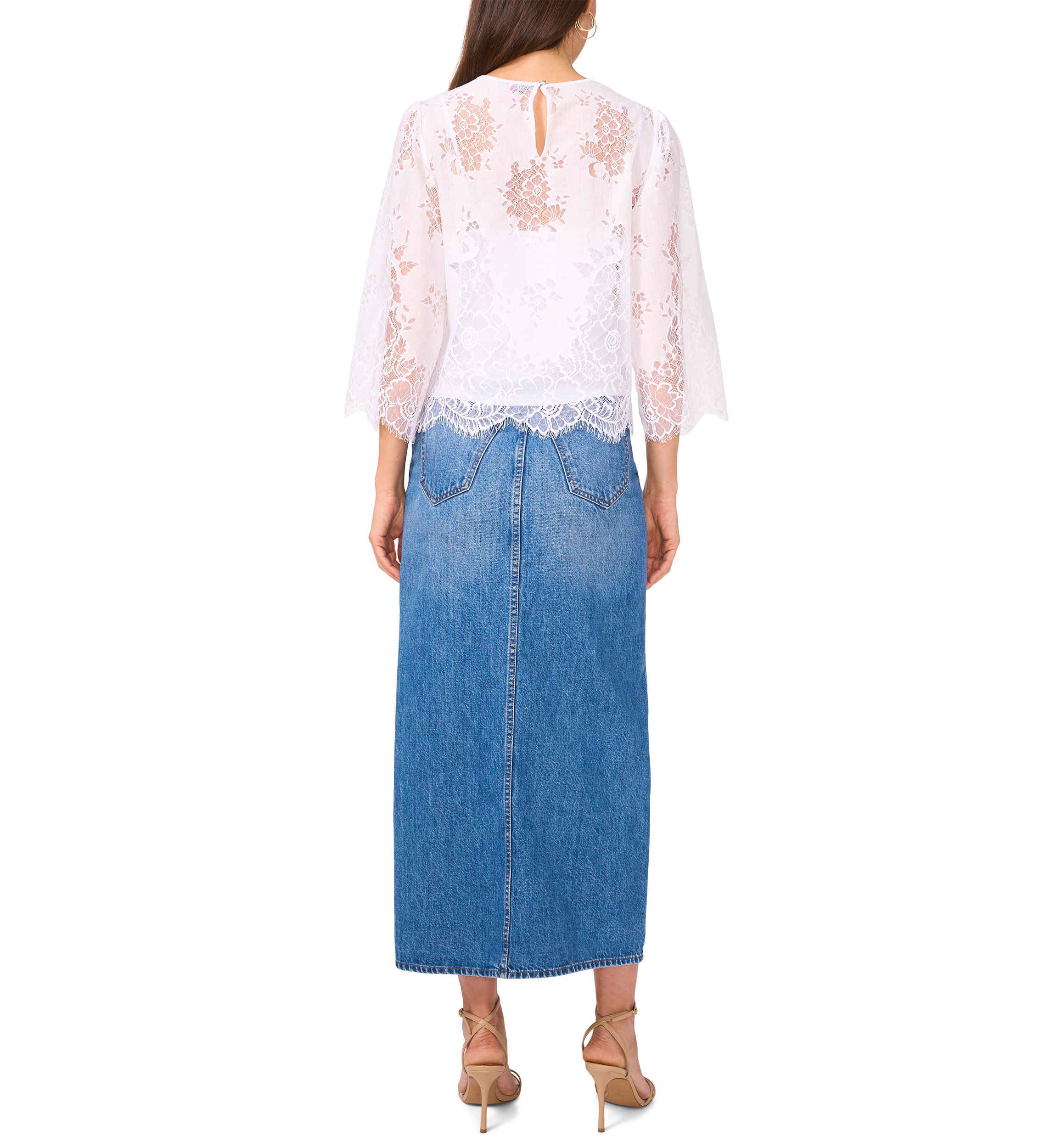Womens 3/4 Sleeve Lace Top 